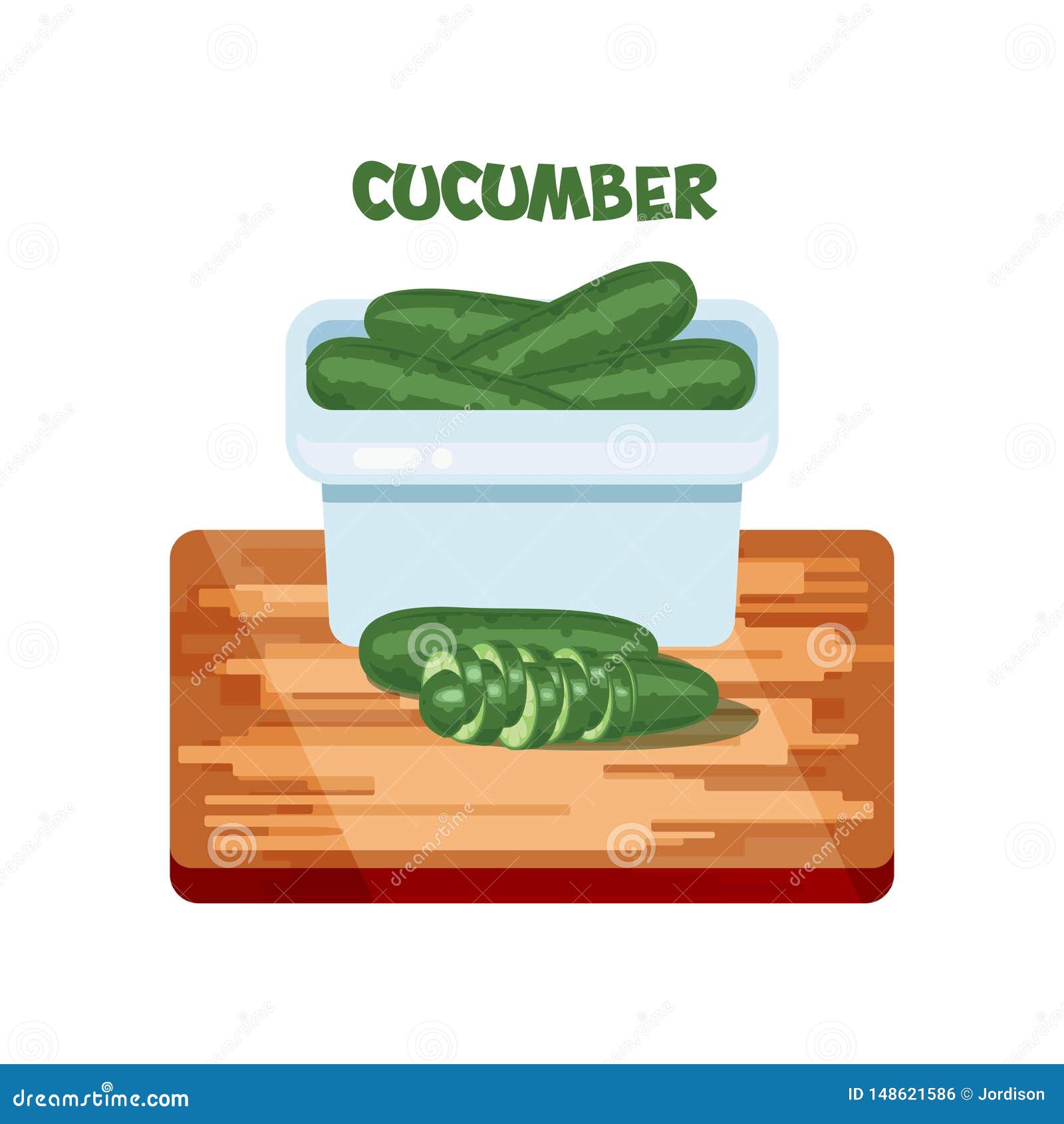  cucumber flat  cartoon style on bord
