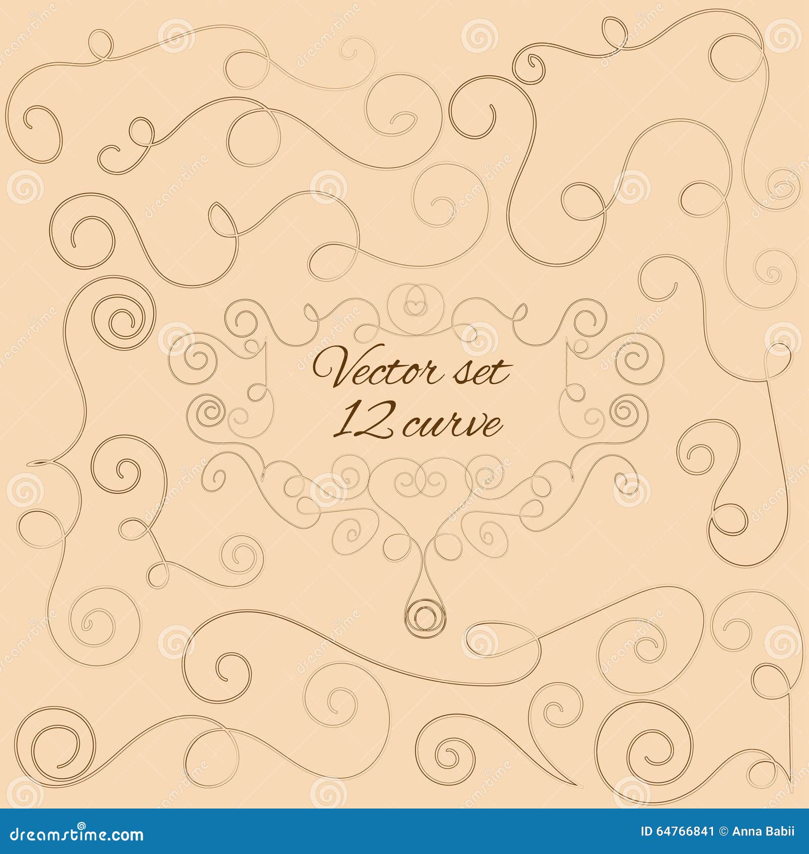Vector curve set stock vector. Illustration of curl, decorative - 64766841