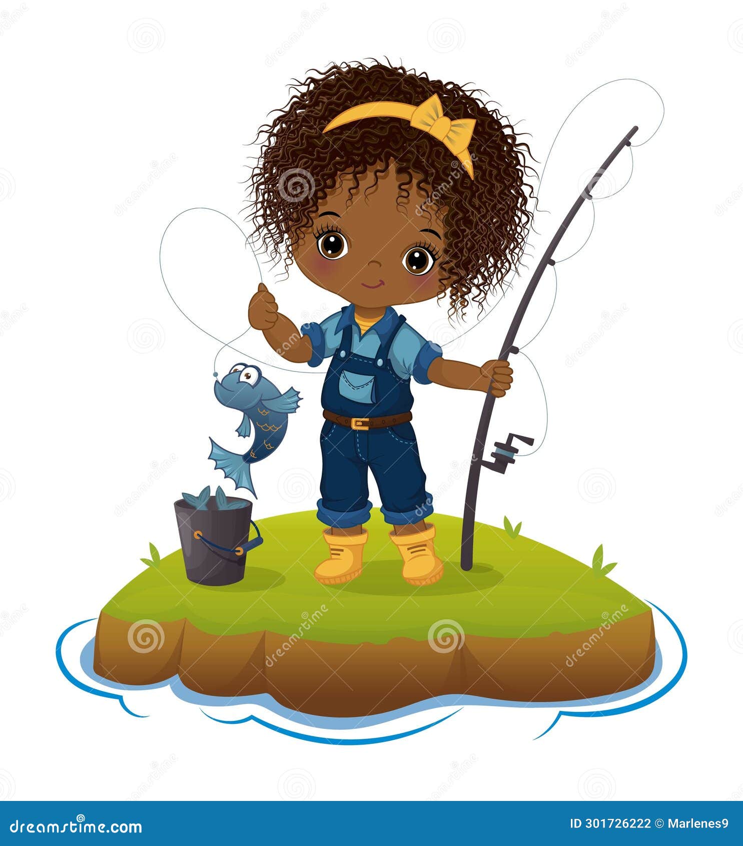 https://thumbs.dreamstime.com/z/vector-cute-african-american-girl-fishing-cute-afro-girl-catching-fish-little-black-girl-curly-african-american-girl-wearing-301726222.jpg
