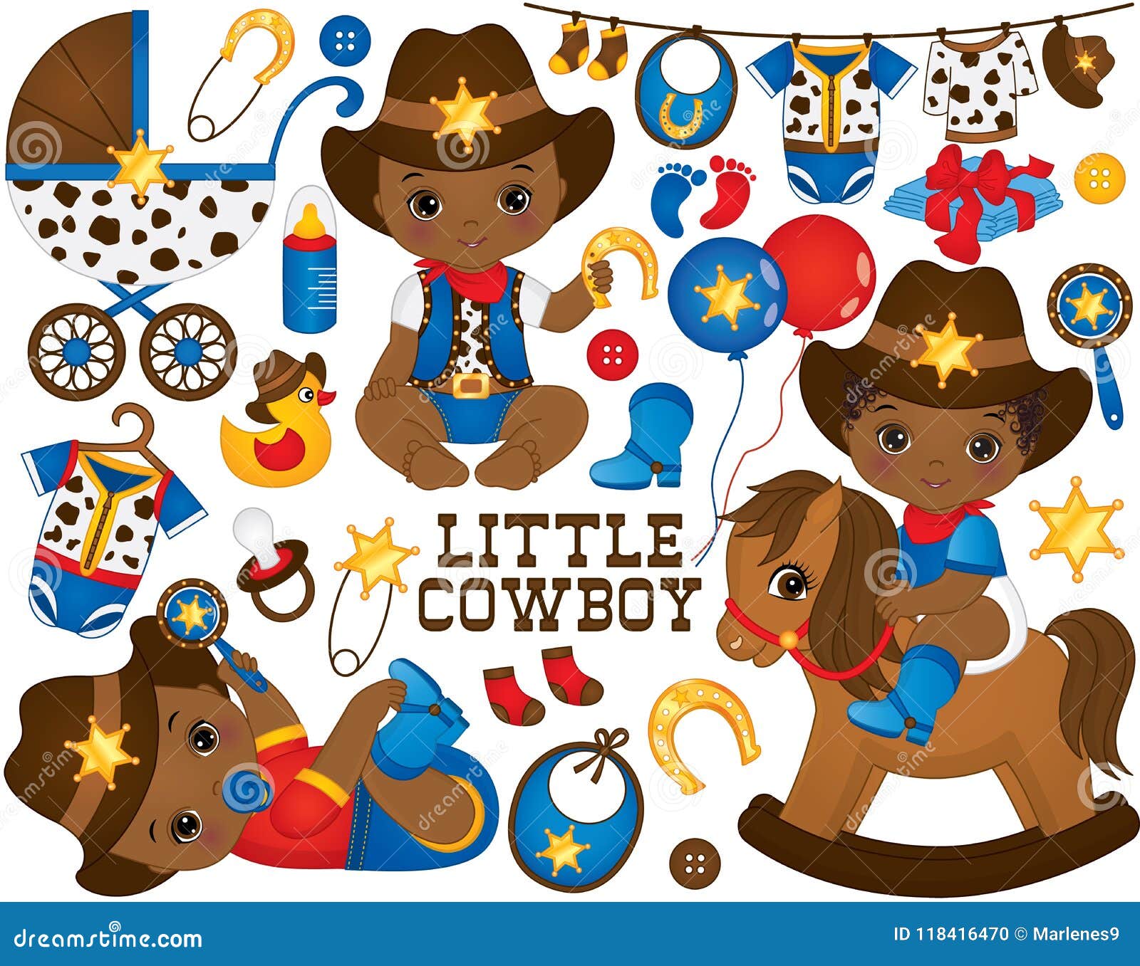  cowboy set. set includes cute little african american baby boys dressed as little cowboys
