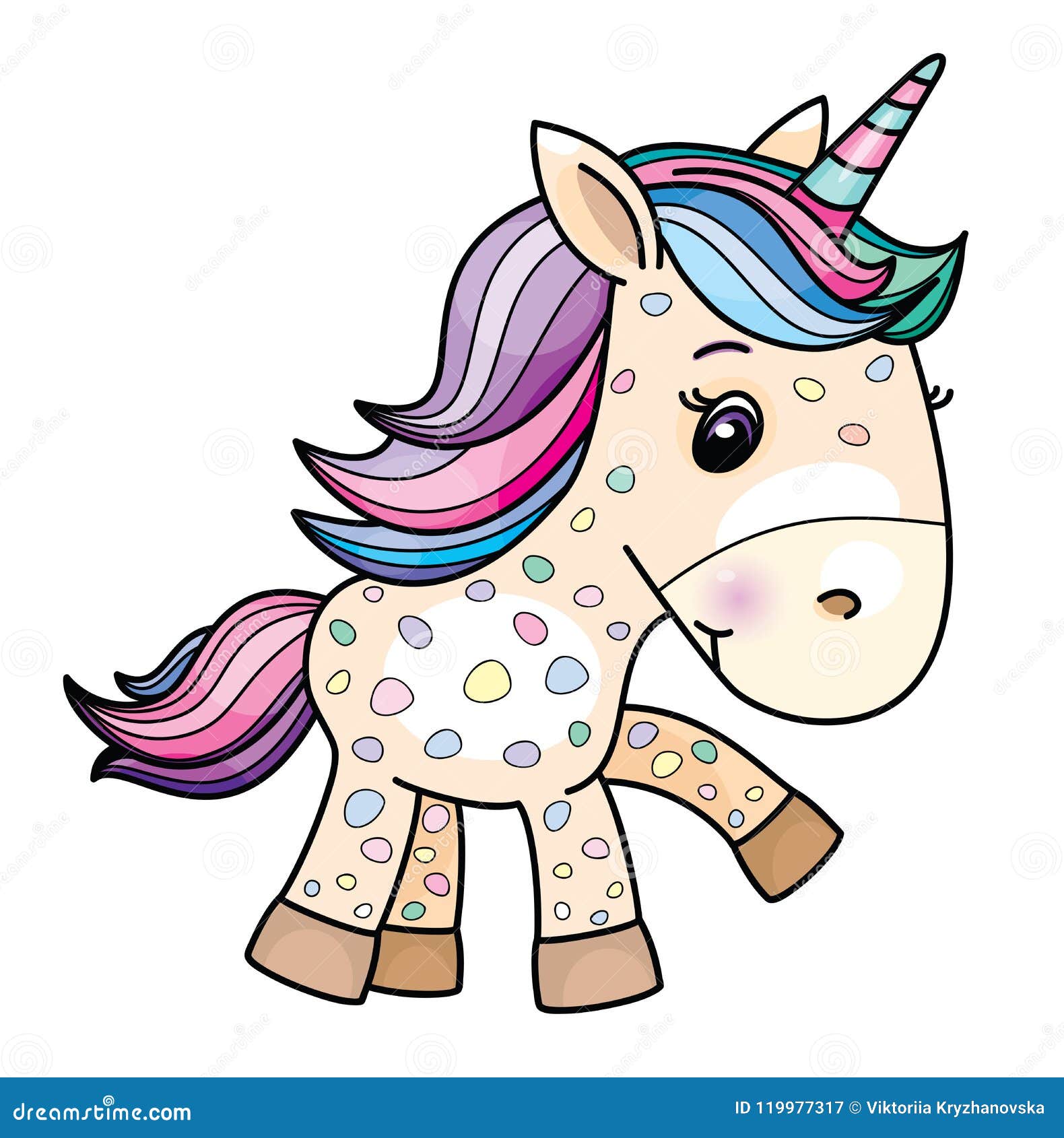 Download Vector Cute Baby Unicorn Cartoon. Stock Vector ...