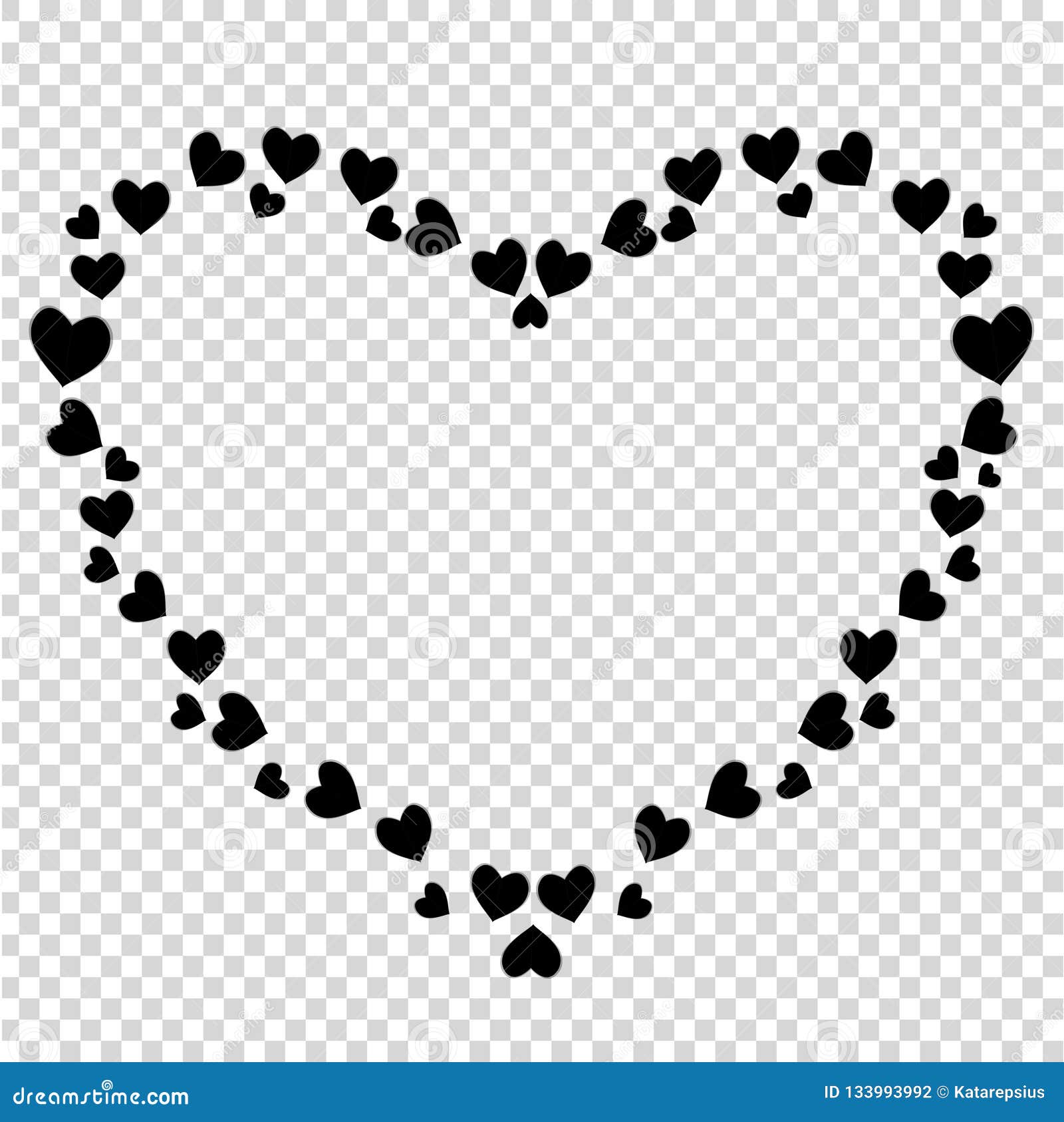 Vector Cute Black Heart Shaped Border for Valentine, Love Romance