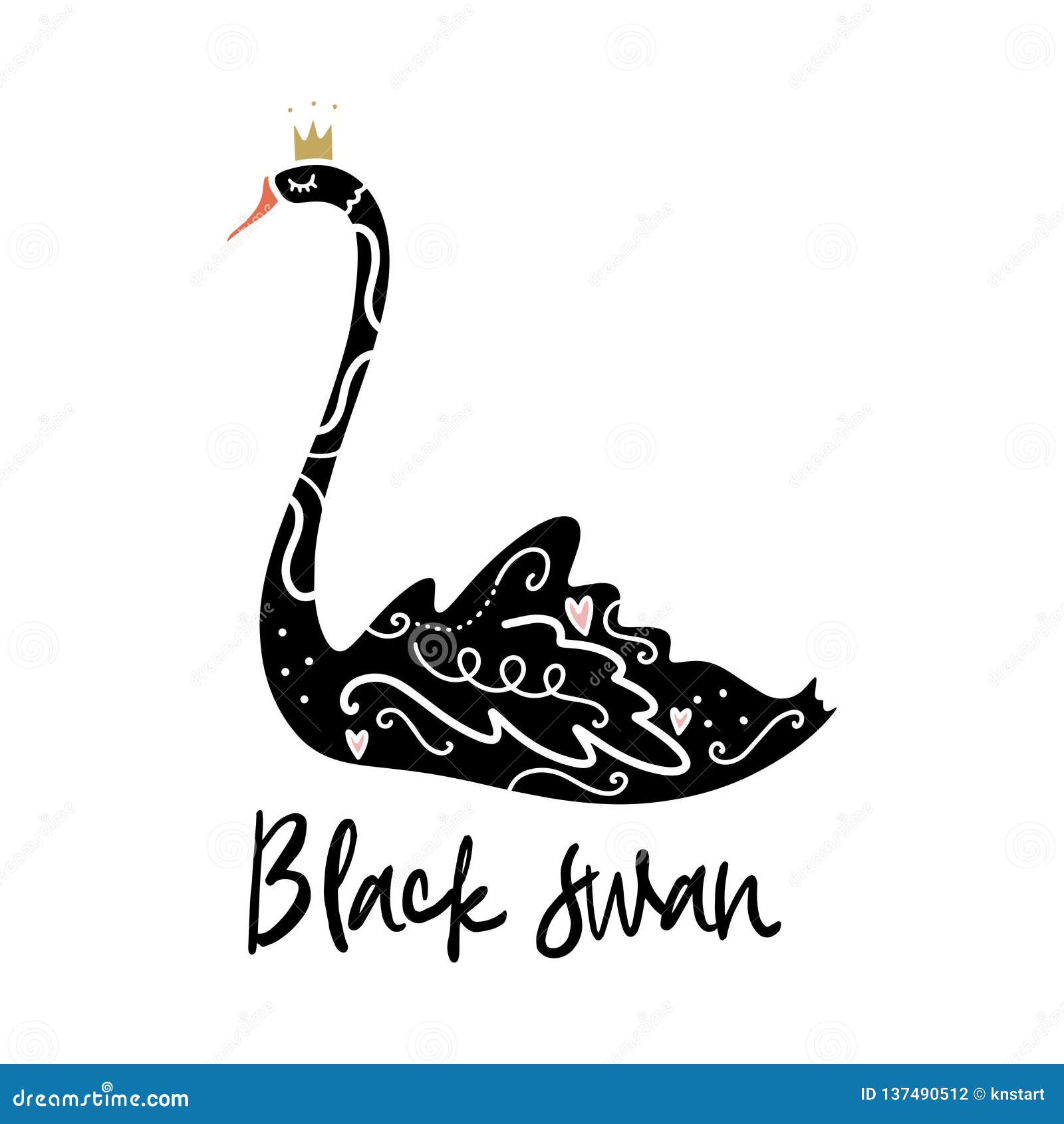 Vector Cute Cartoon Black Swan Art. Poster and Banner Element, Children S  Book Illustration, Postcard Stock Illustration - Illustration of unique,  line: 137490512
