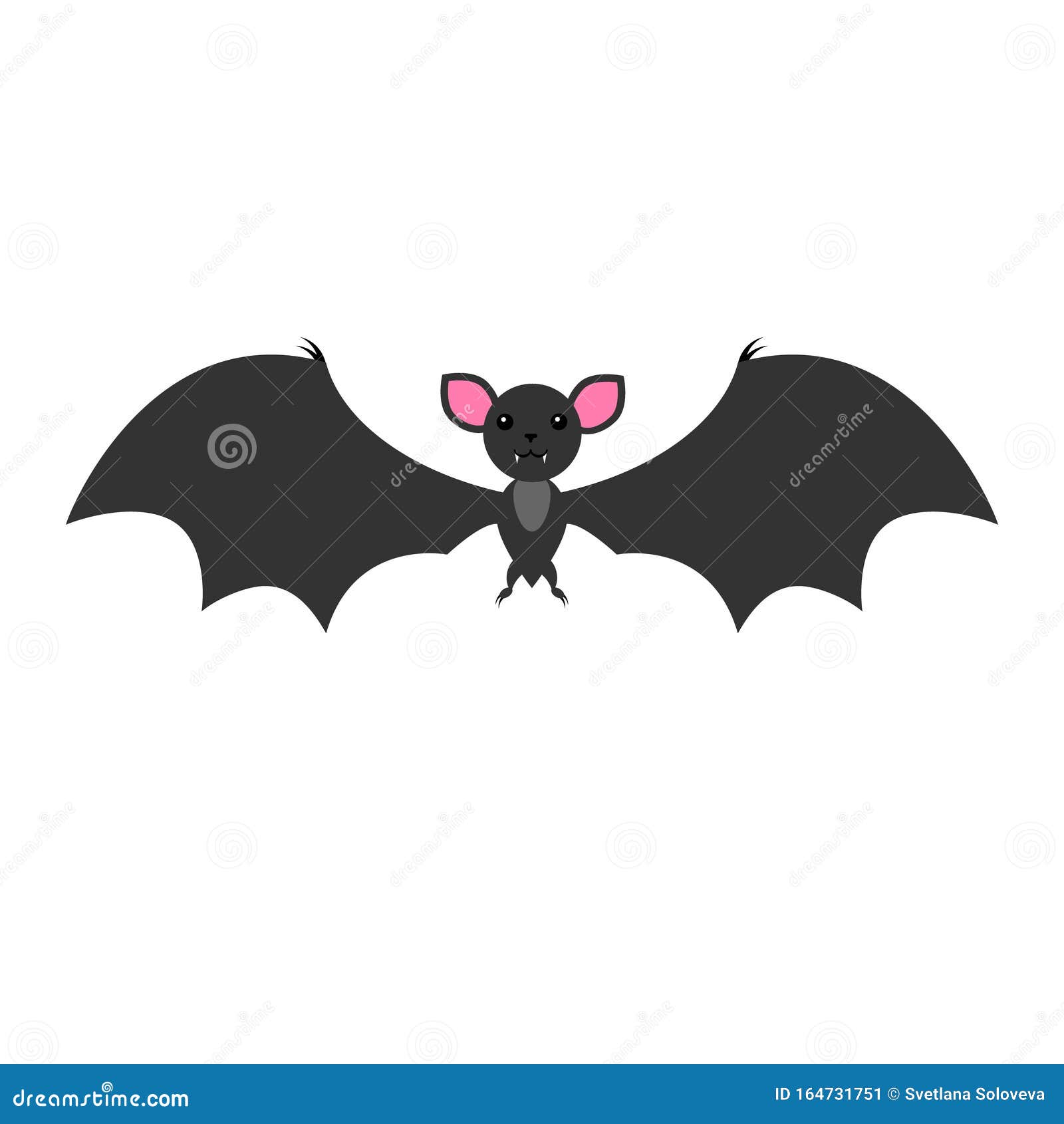 Vector Cute Cartoon Flying Black Smiling Bat Stock Vector - Illustration of  design, mammal: 164731751