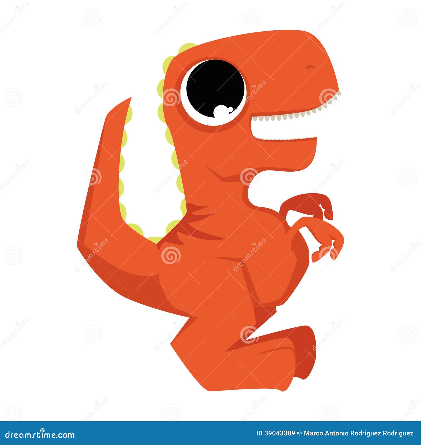 A Vector Cute Cartoon Orange Dinosaur Isolated Stock Vector