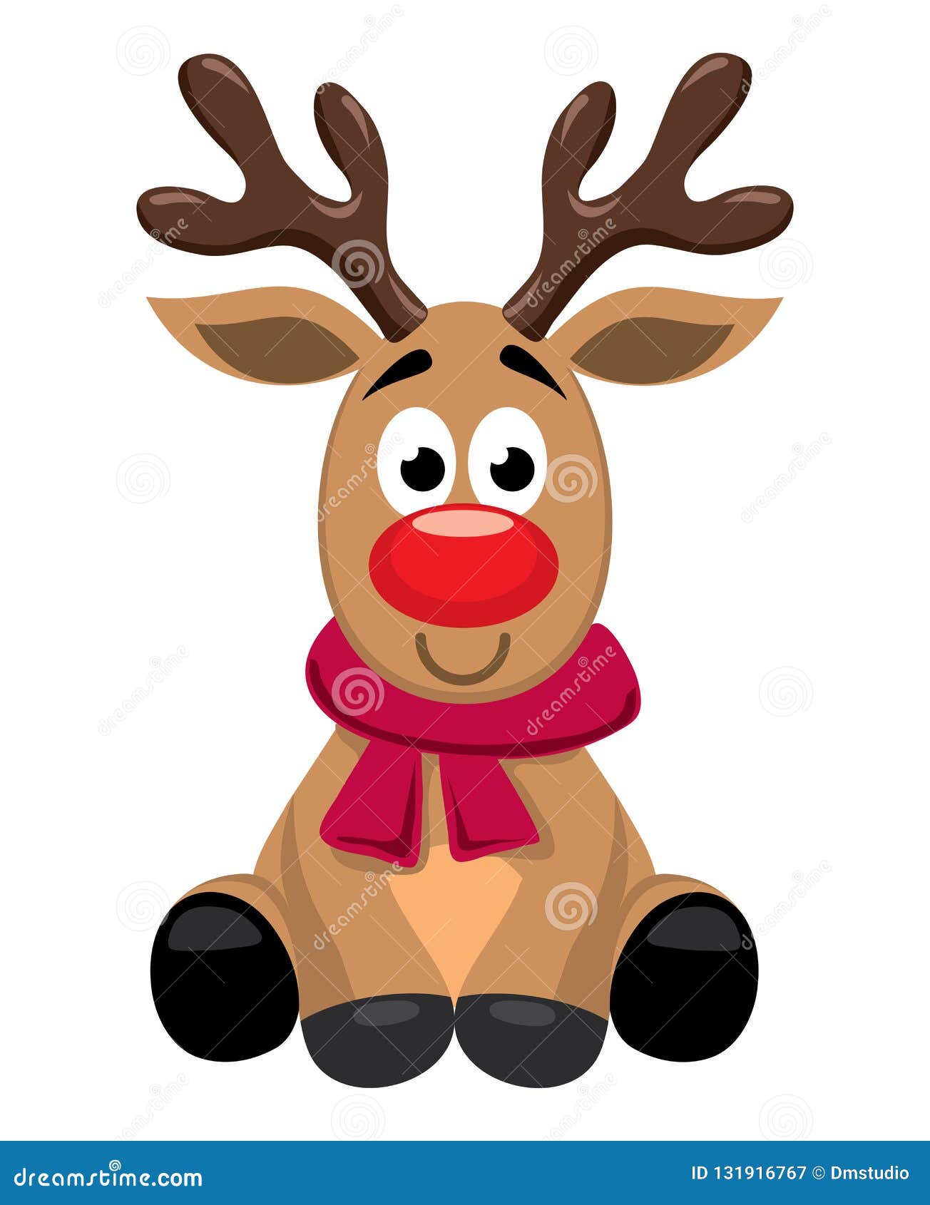  cute cartoon of red nosed reindeer toy, rudolph