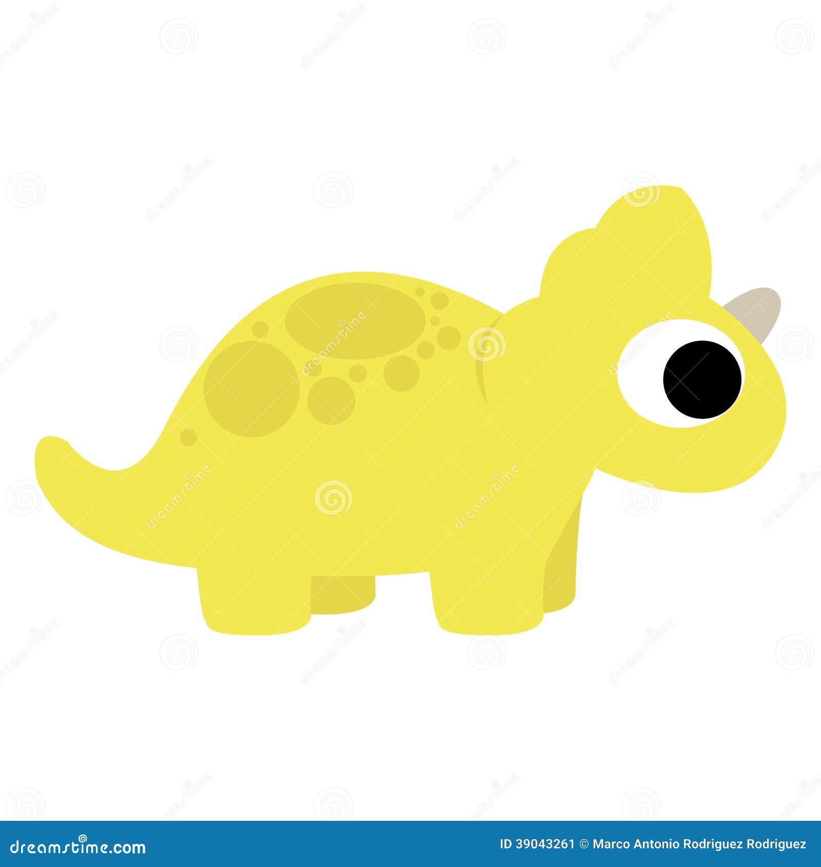 A Vector Cute Cartoon Yellow Dinosaur Isolated Stock Vector