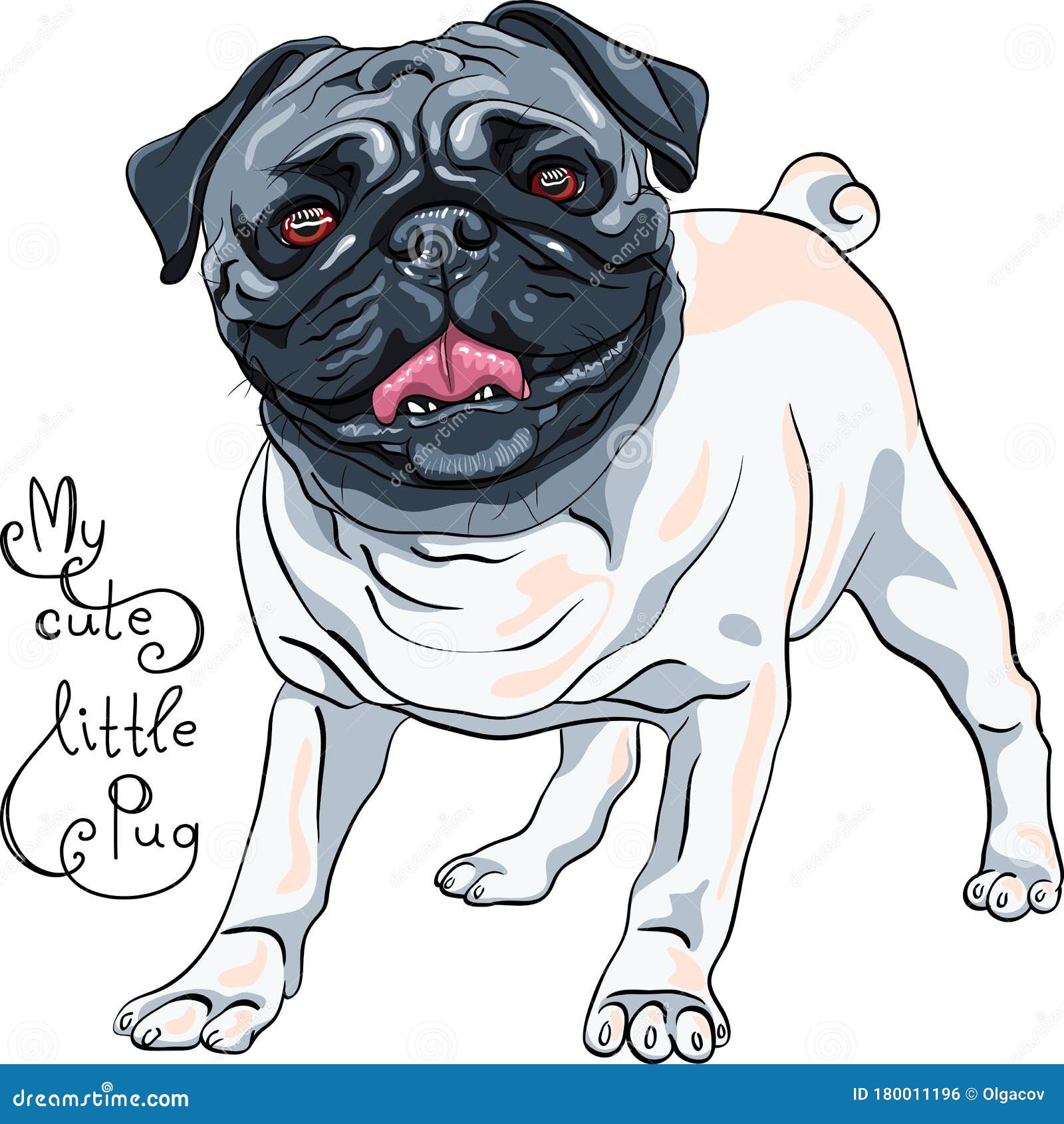 Download Vector cute dog pug breed stock vector. Illustration of ...