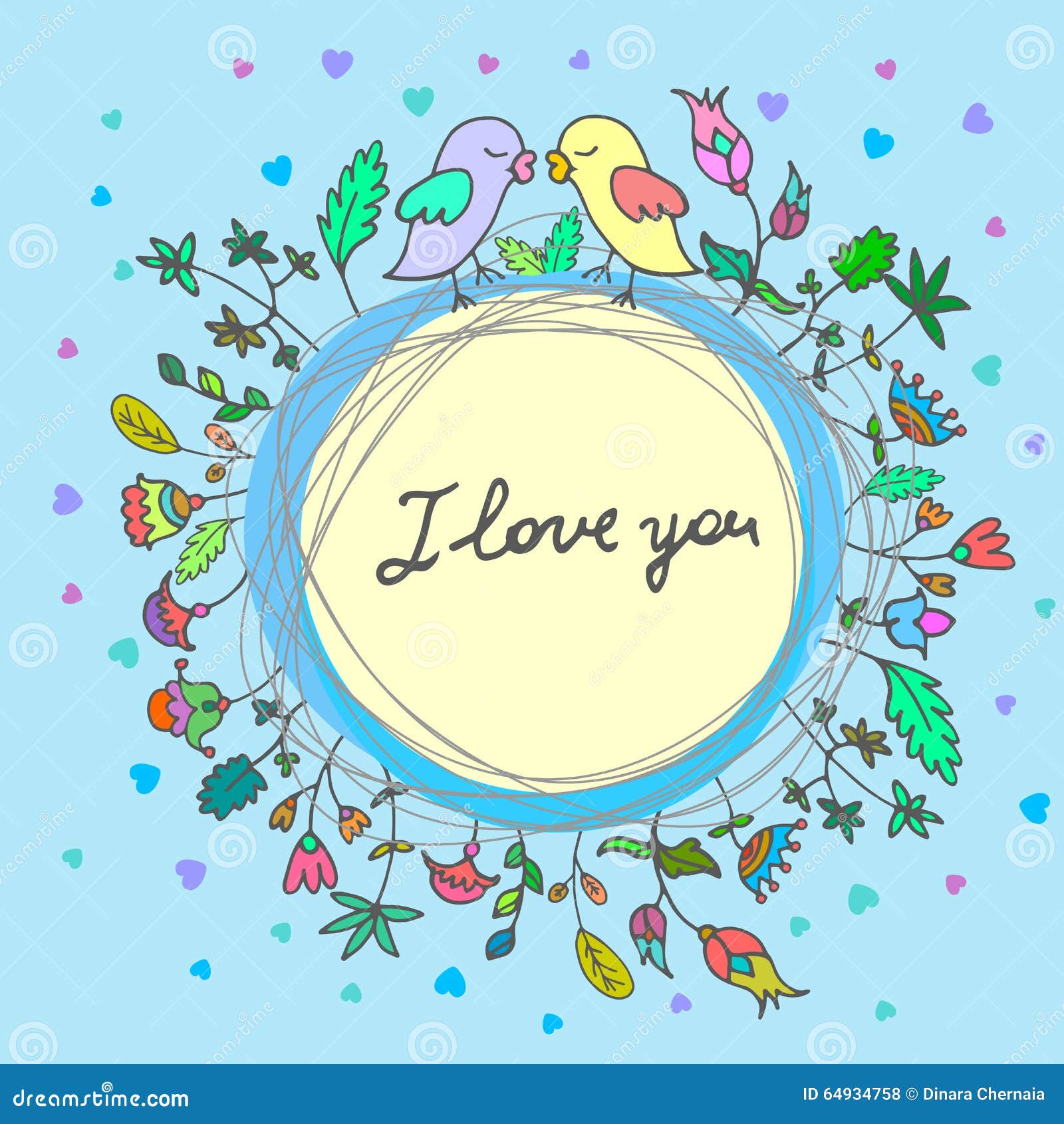 Vector Cute Doodle Birds in Love Stock Vector Illustration of holiday
