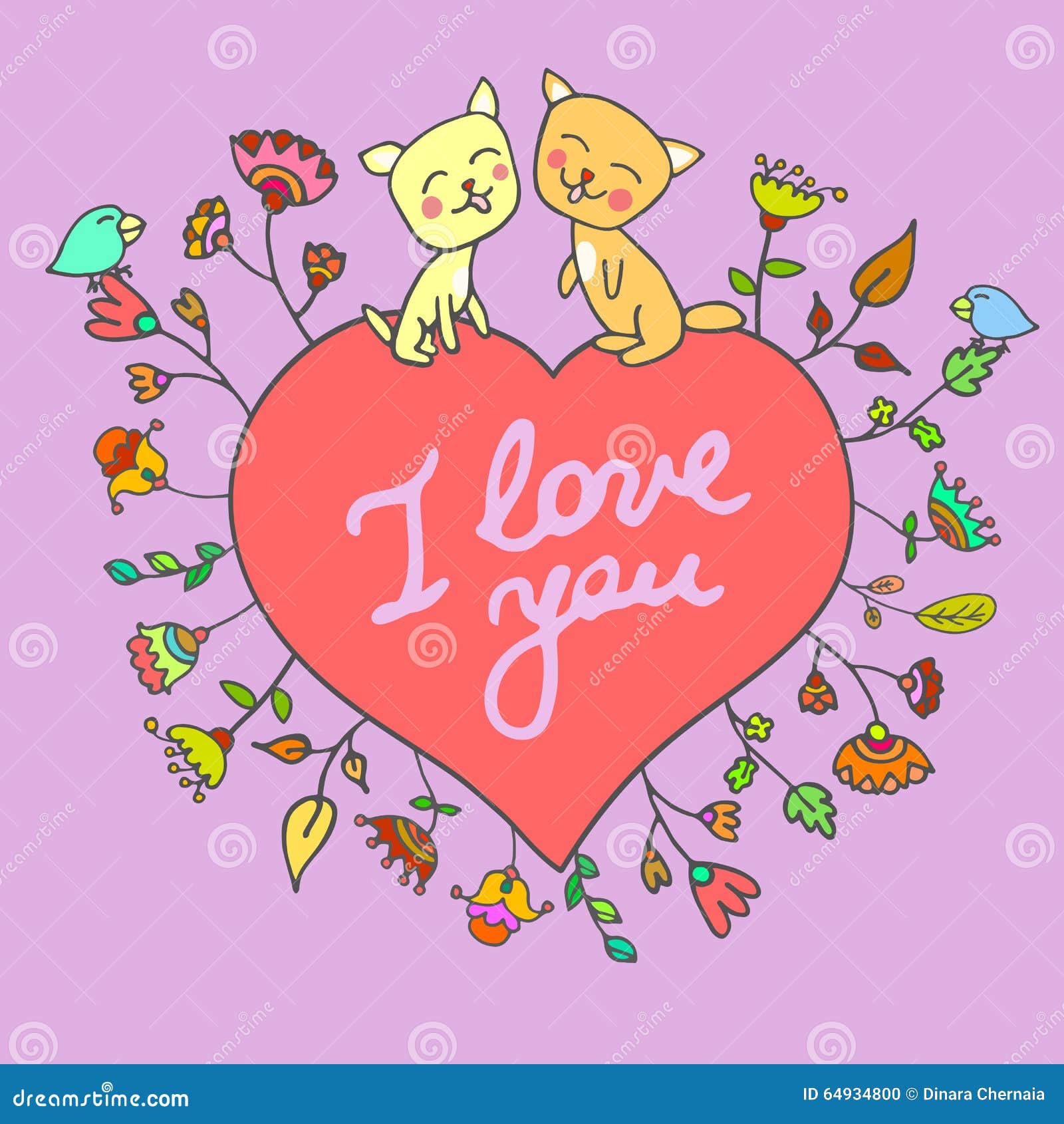 Vector Cute Doodle Cats in Love Stock Vector - Illustration of kiss ...