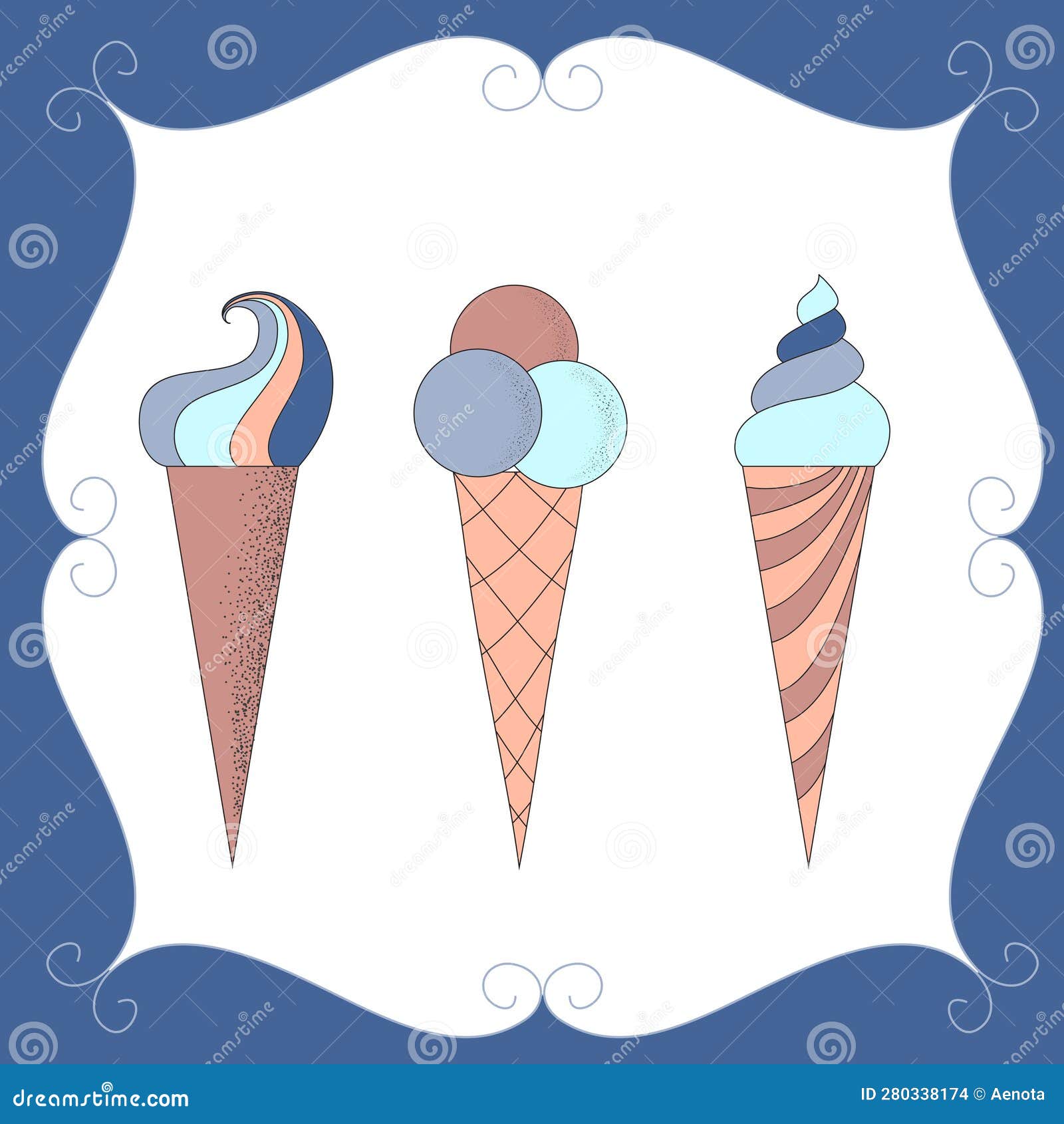 Vector Cute Ice Cream Horns Stock Vector Illustration of horn, beige