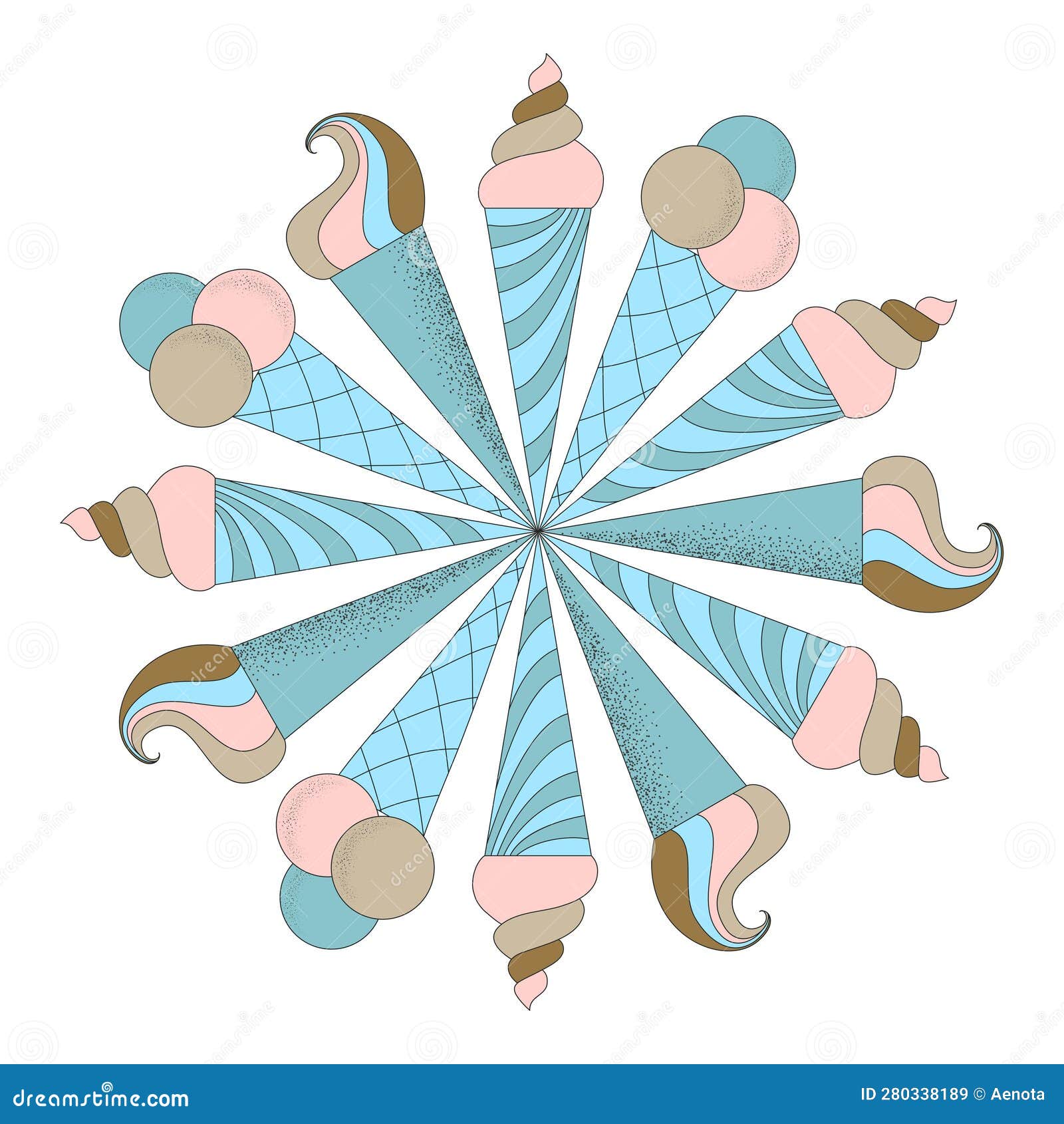 Vector Cute Ice Cream Horns Stock Vector Illustration of confection