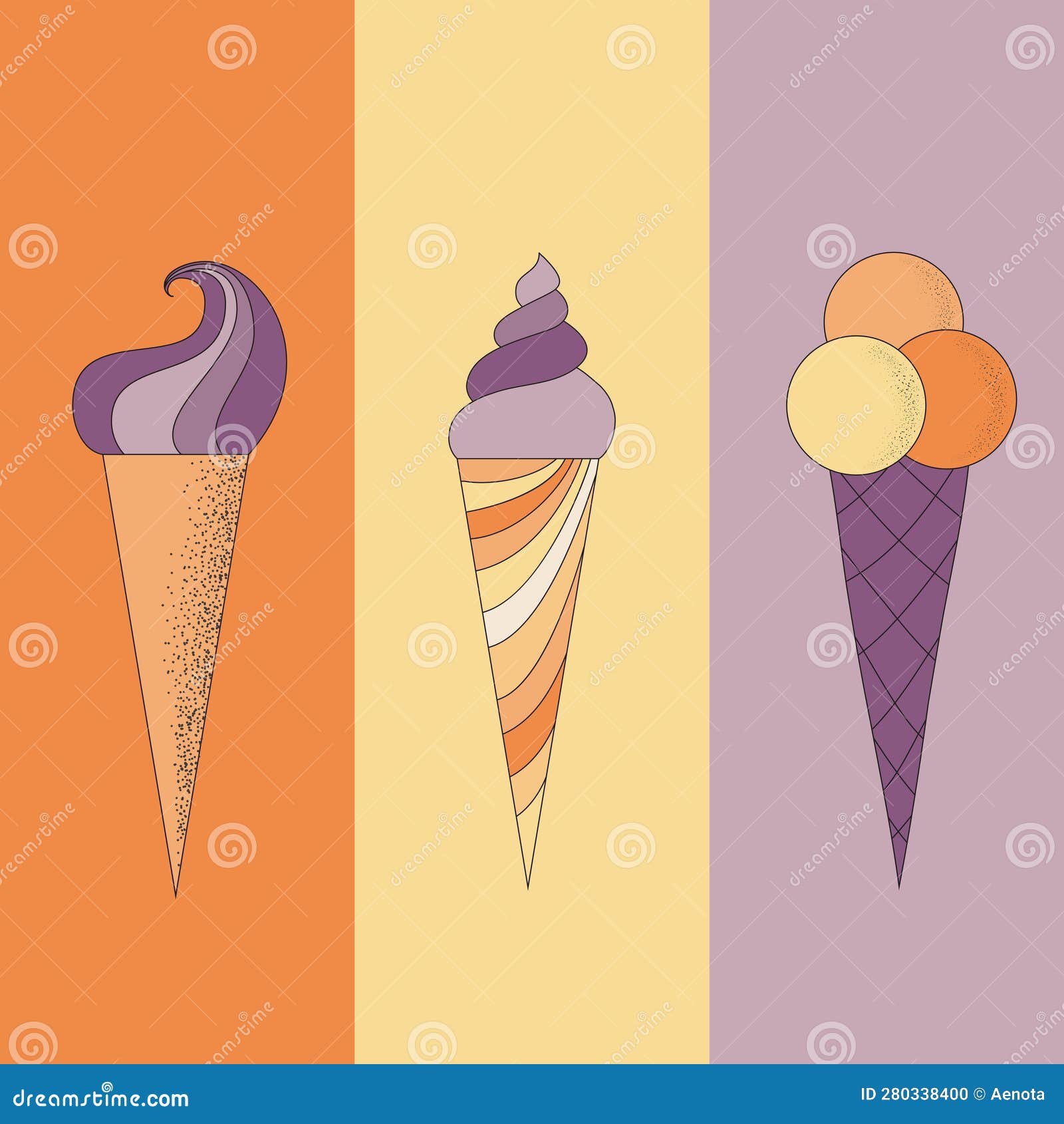 Vector Cute Ice Cream Horns Stock Vector Illustration of chocolate