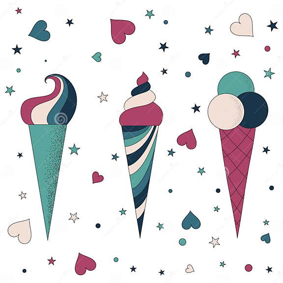 Vector Cute Ice Cream Horns Stock Vector Illustration of head, horn
