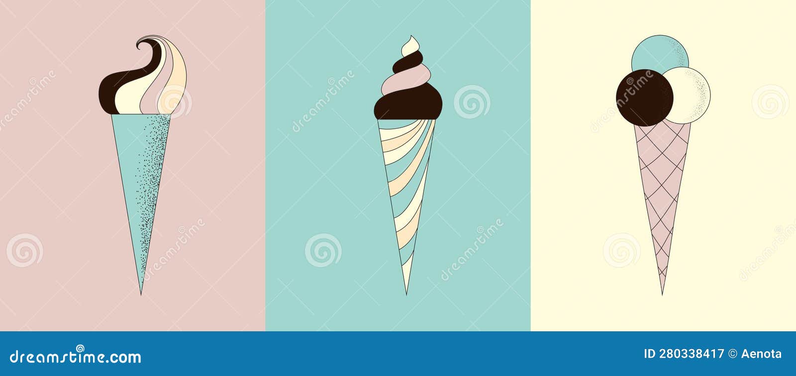 Vector Cute Ice Cream Horns Stock Vector Illustration of brulee