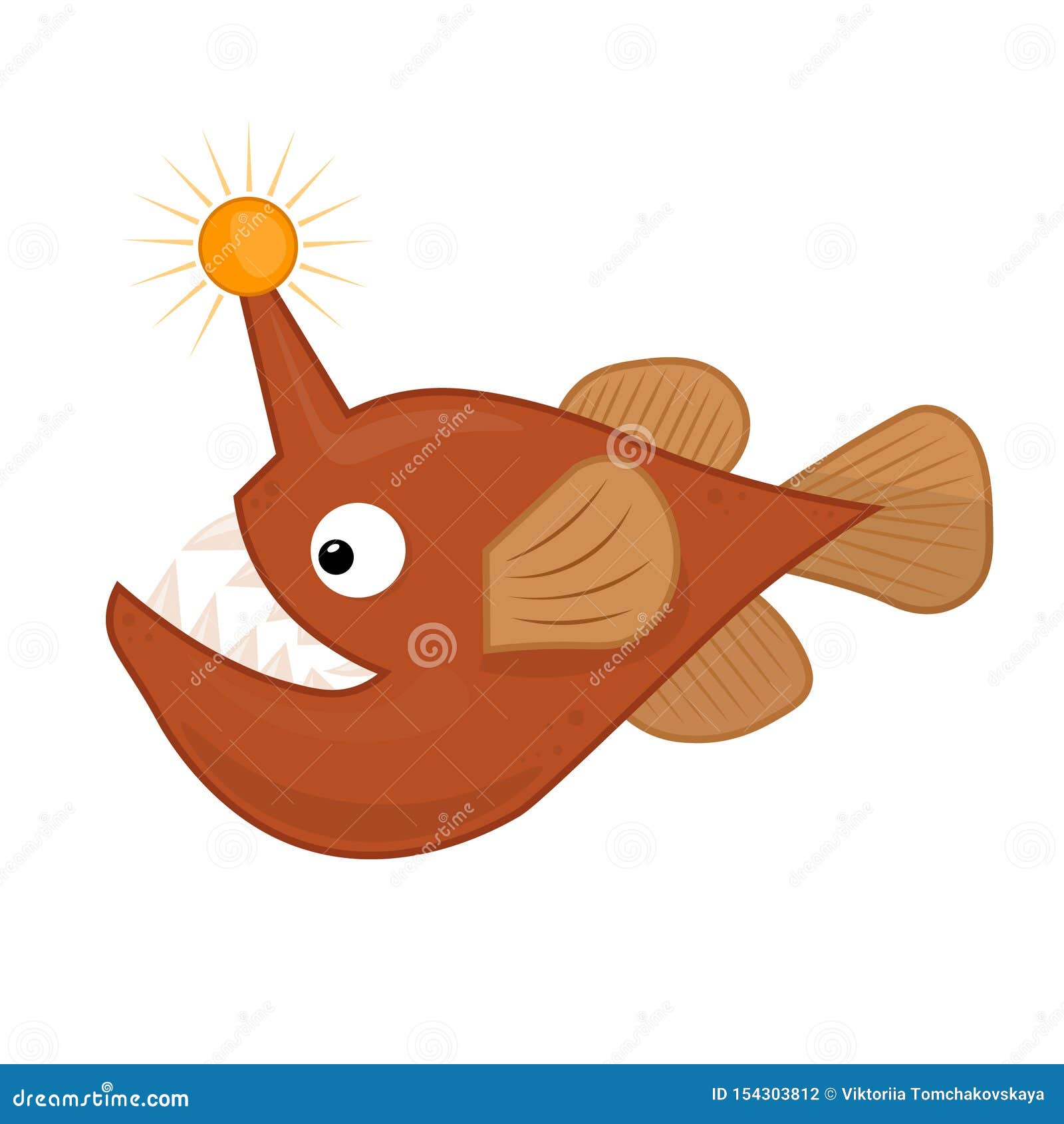 Vector Cute Illustration of Angry Fish with Lantern for Kids. Angler Fish  Cartoon. Deep Sea Creature Stock Illustration - Illustration of aggressive,  drawing: 154303812