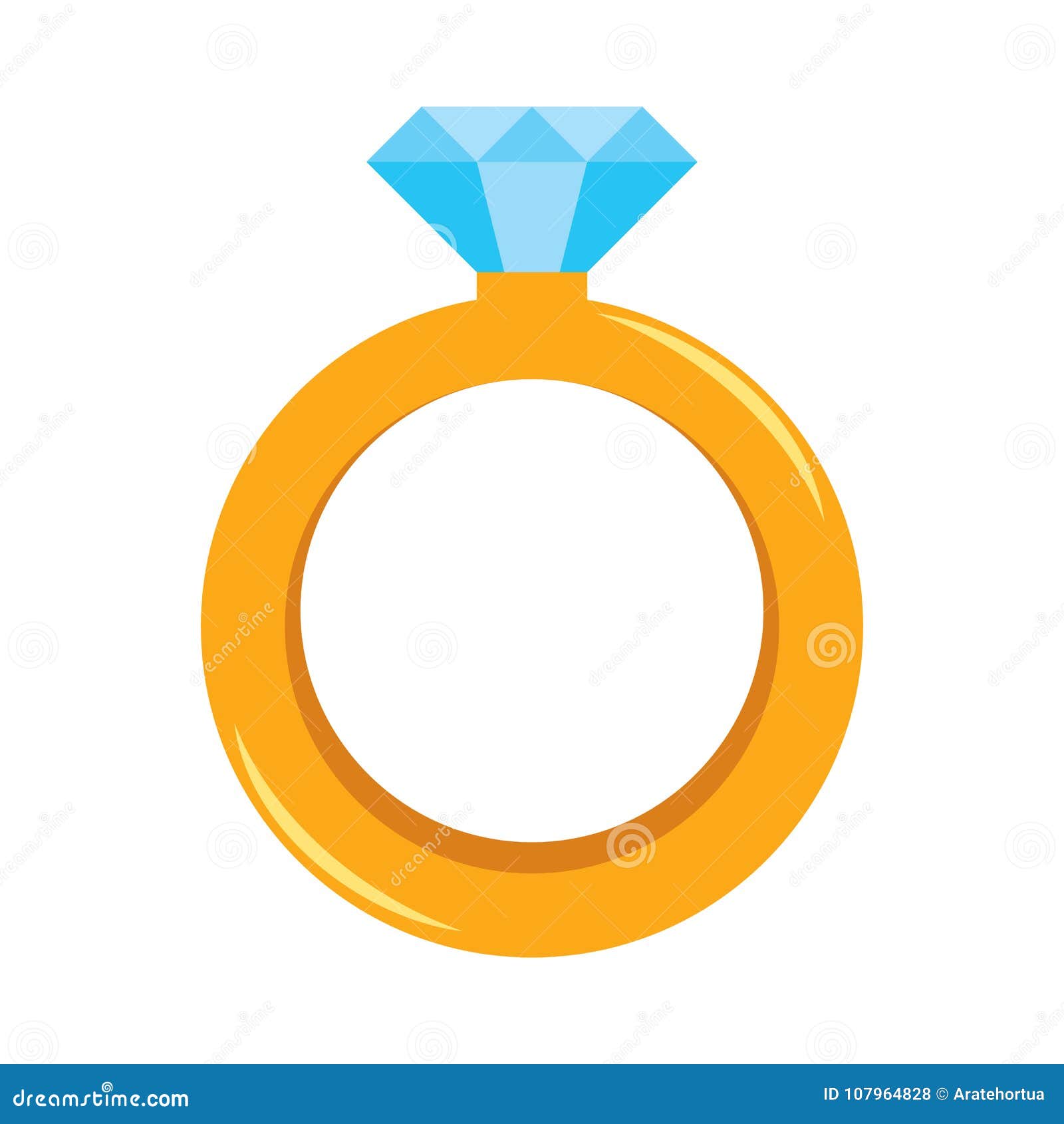 Cute Kawaii Engagement Ring Colorful Isolated Stock Illustration