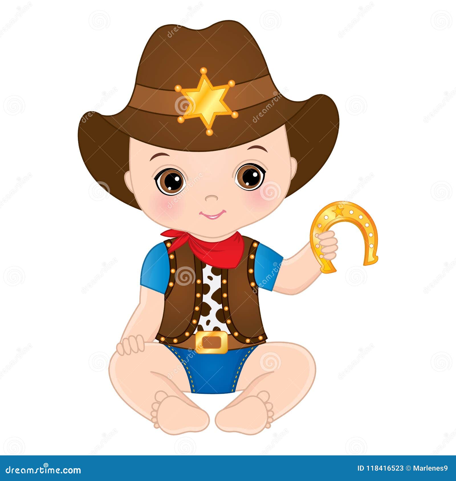 Vector Cute Little Baby Boy Dressed As Cowboy Stock Vector Illustration of country drawing 118416523