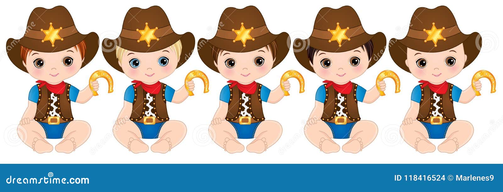 cute little baby boys dressed as cowboys