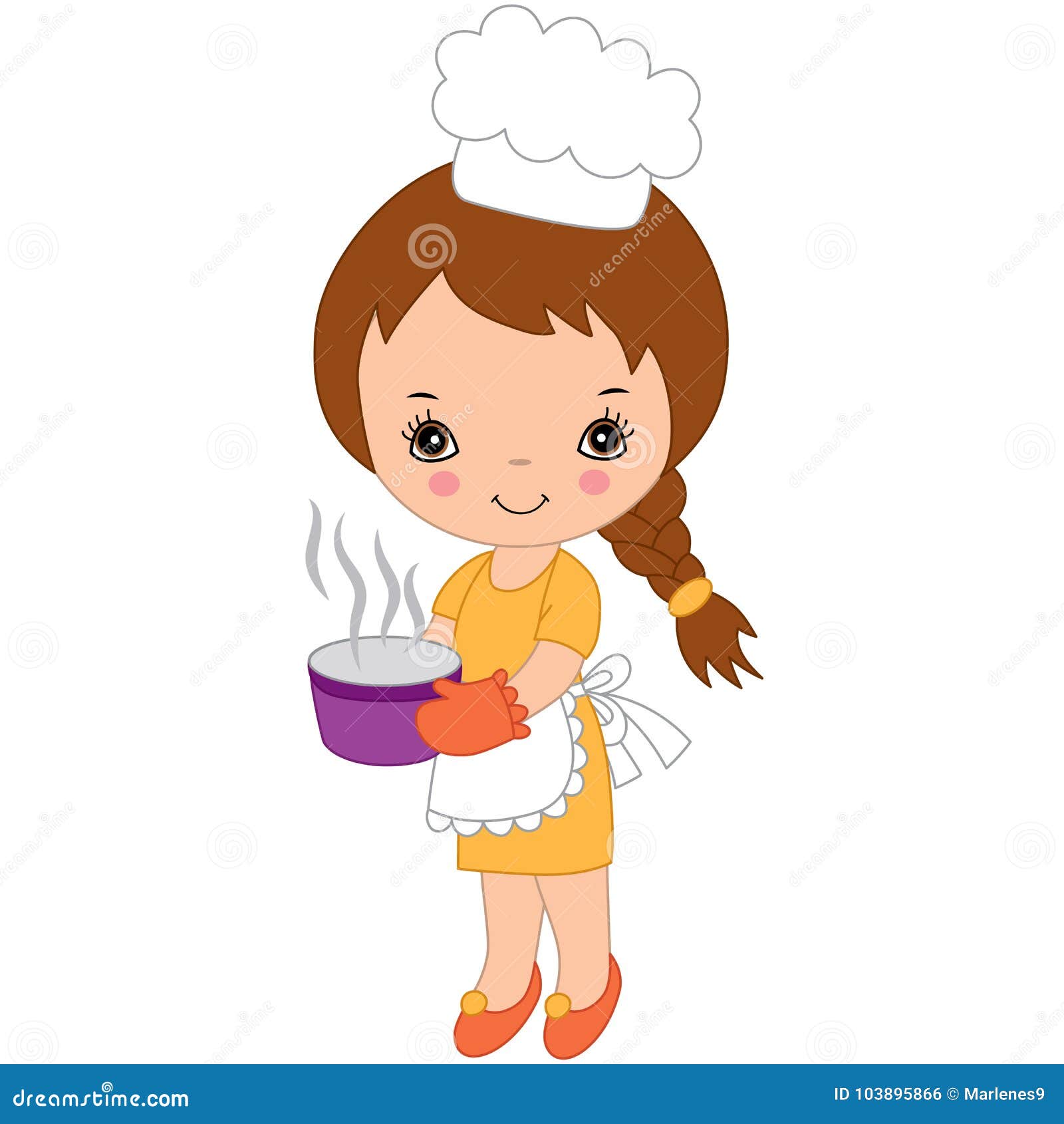 Vector Cute Little Chef. Vector Little Girl Stock Vector - Illustration ...