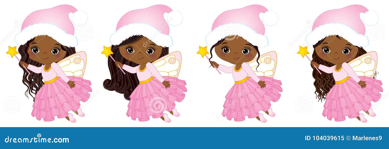 Vector Cute Little Christmas Fairies With Magic Wands ...