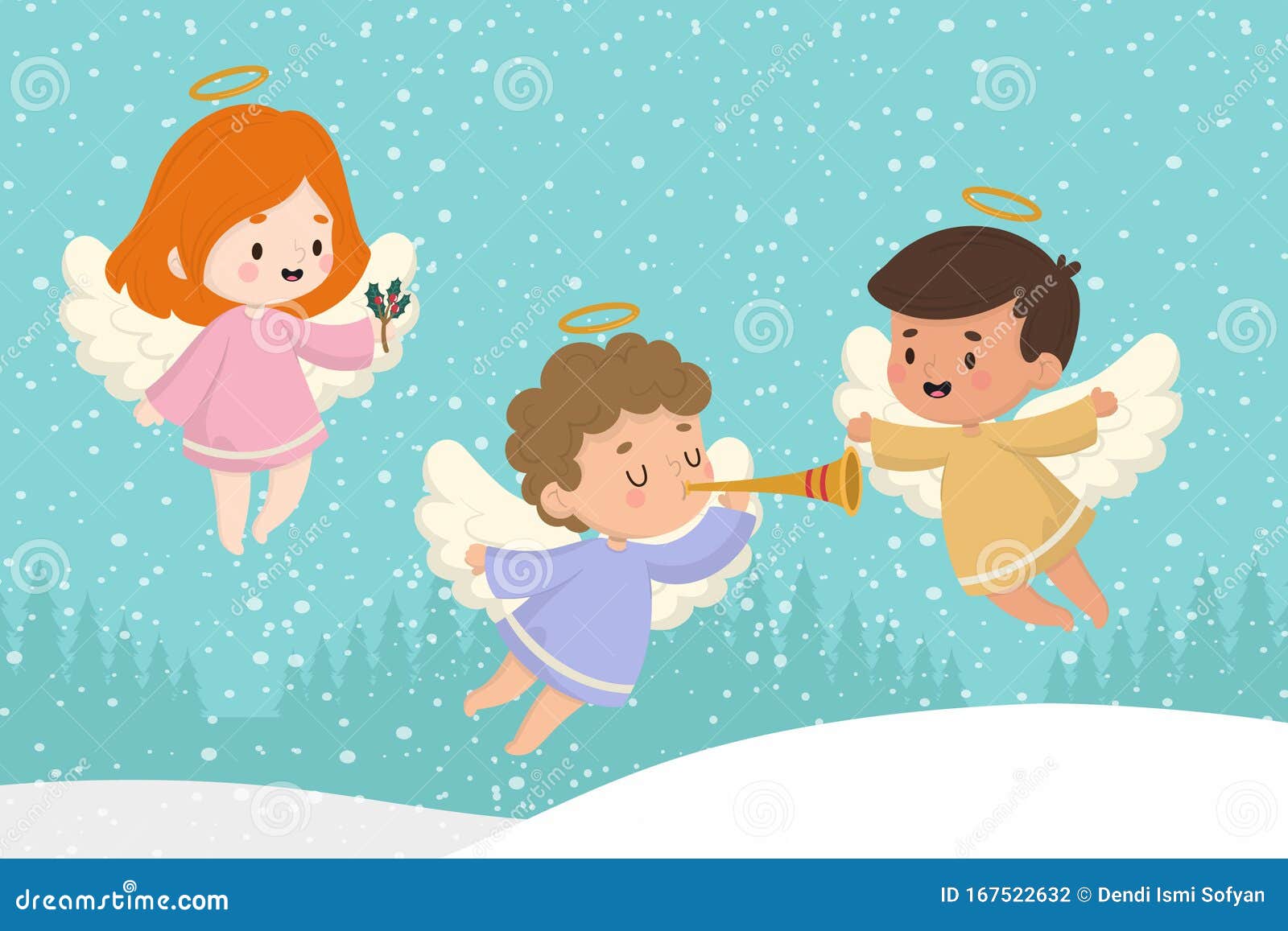 Download Vector Cute Little Christmas Fairy With Magic Wand Flying ...
