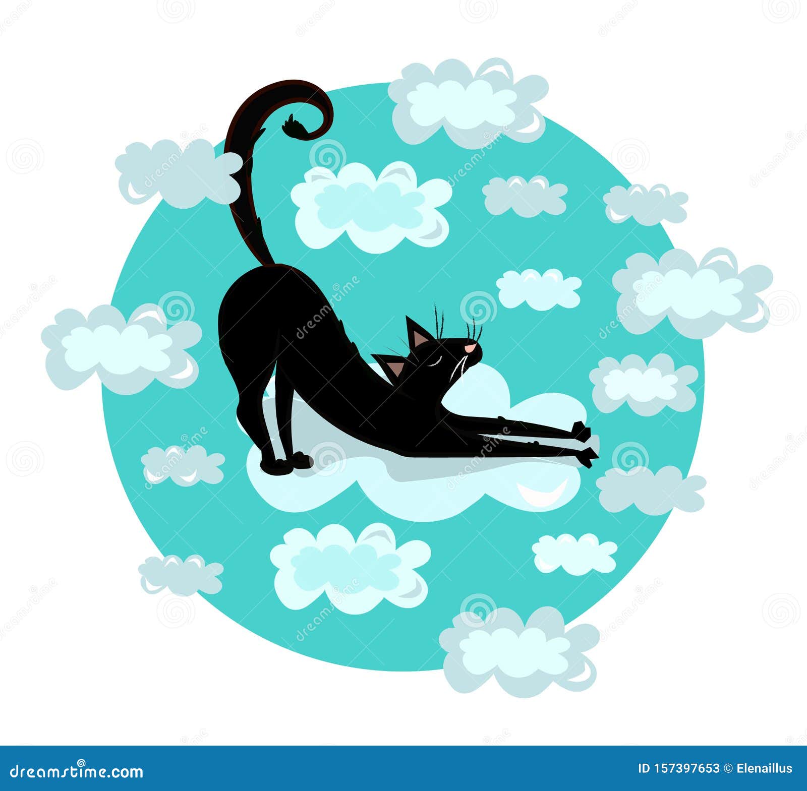 Vector Cute, Nice Childish Illustration. Black Cat, Kitty is in the ...