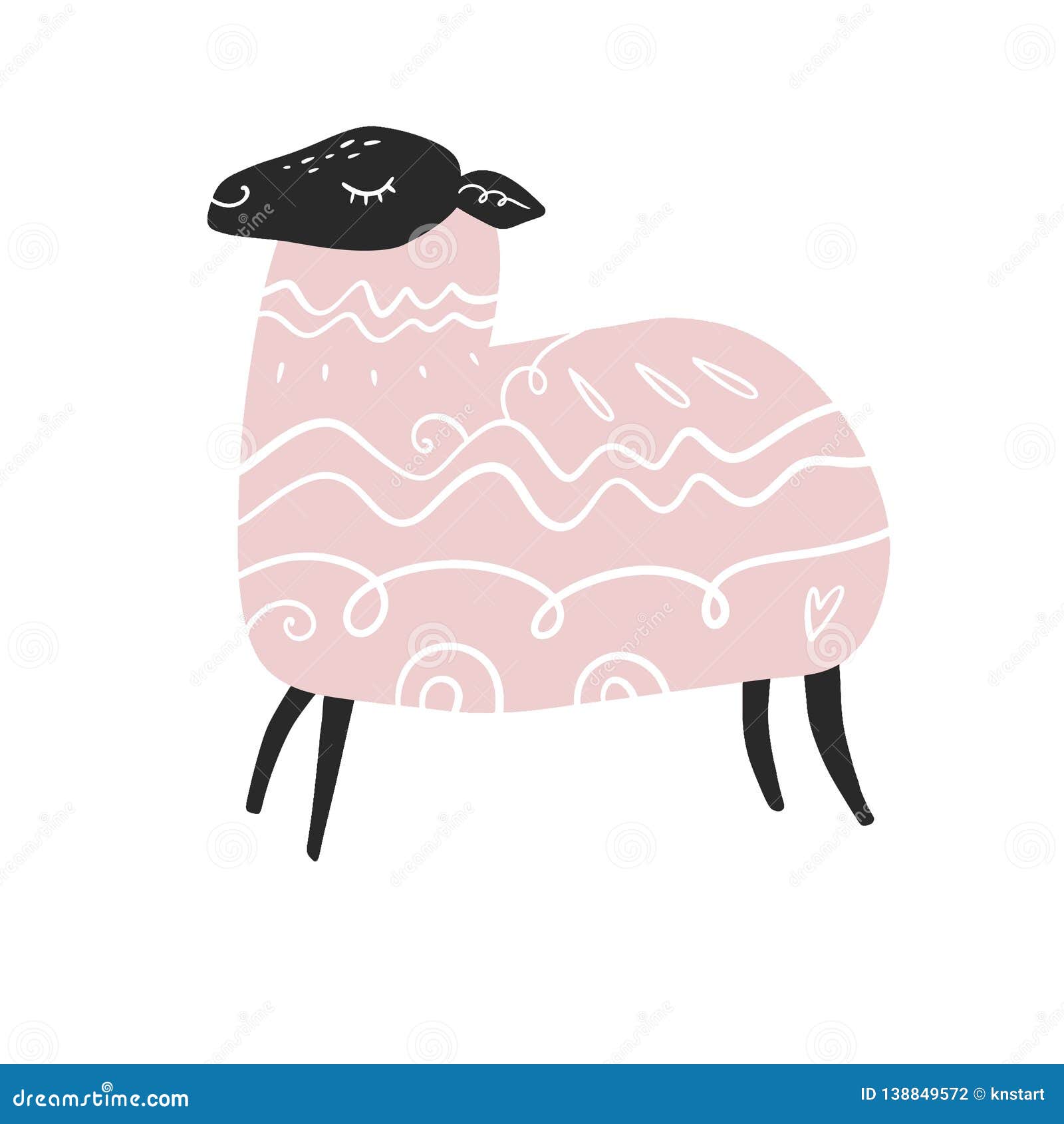 Vector Cute Simple Sheep Art Illustration Stock Illustration - Illustration  of adorable, cartoon: 138849572