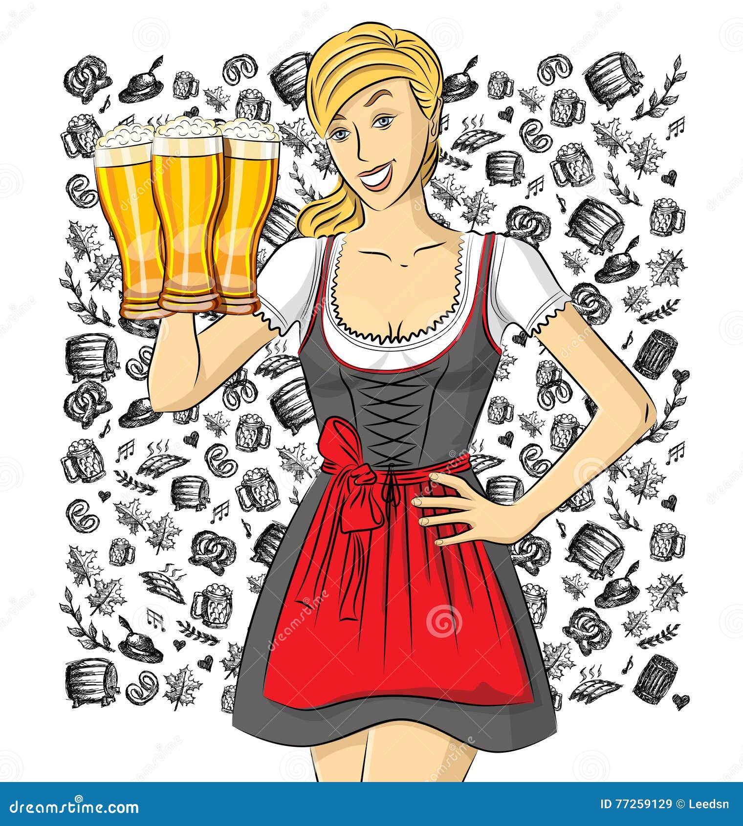 Vector Cute Woman in Drindl on Oktoberfest Stock Vector - Illustration ...