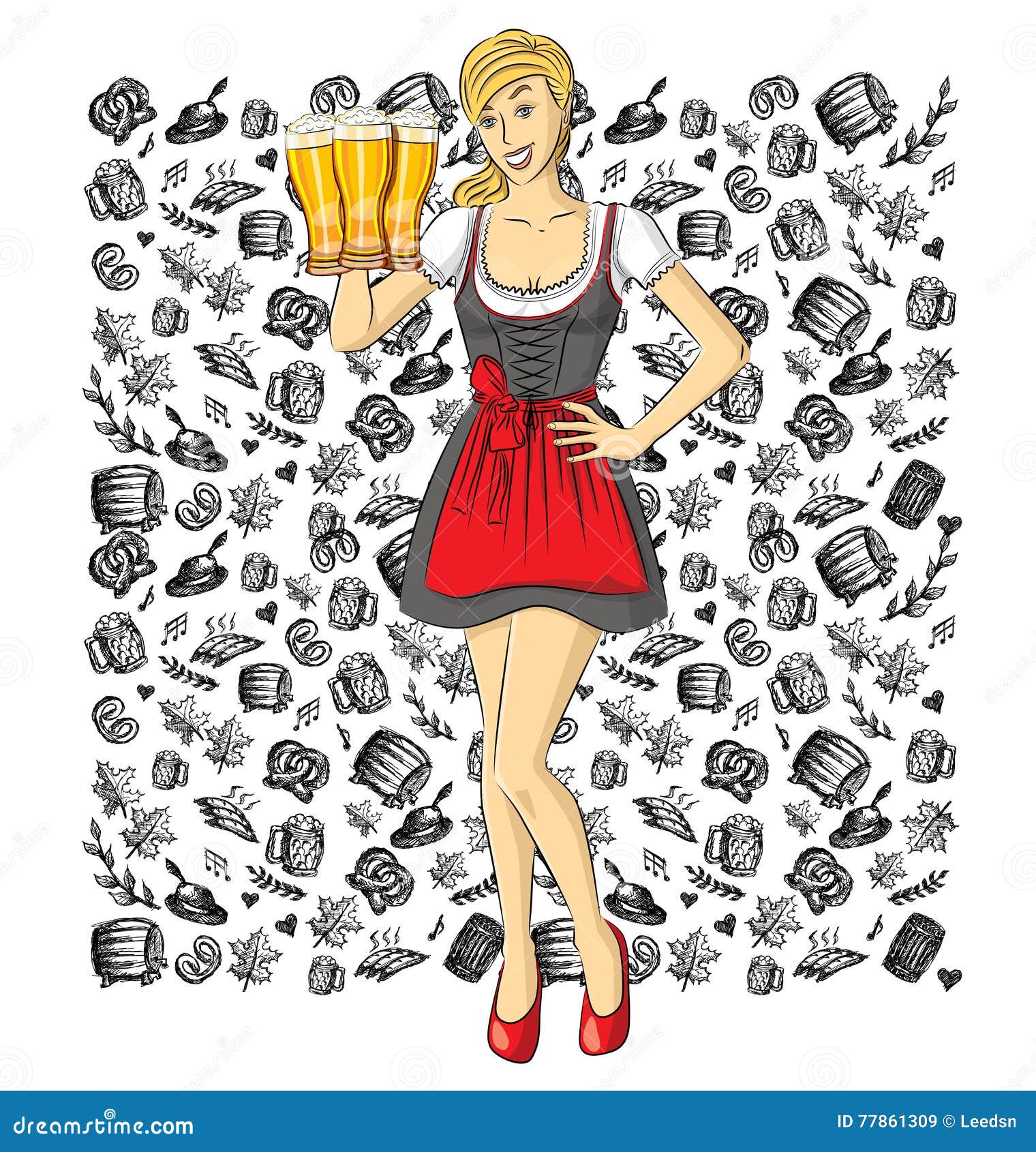 Vector Cute Woman in Drindl on Oktoberfest Stock Vector - Illustration ...
