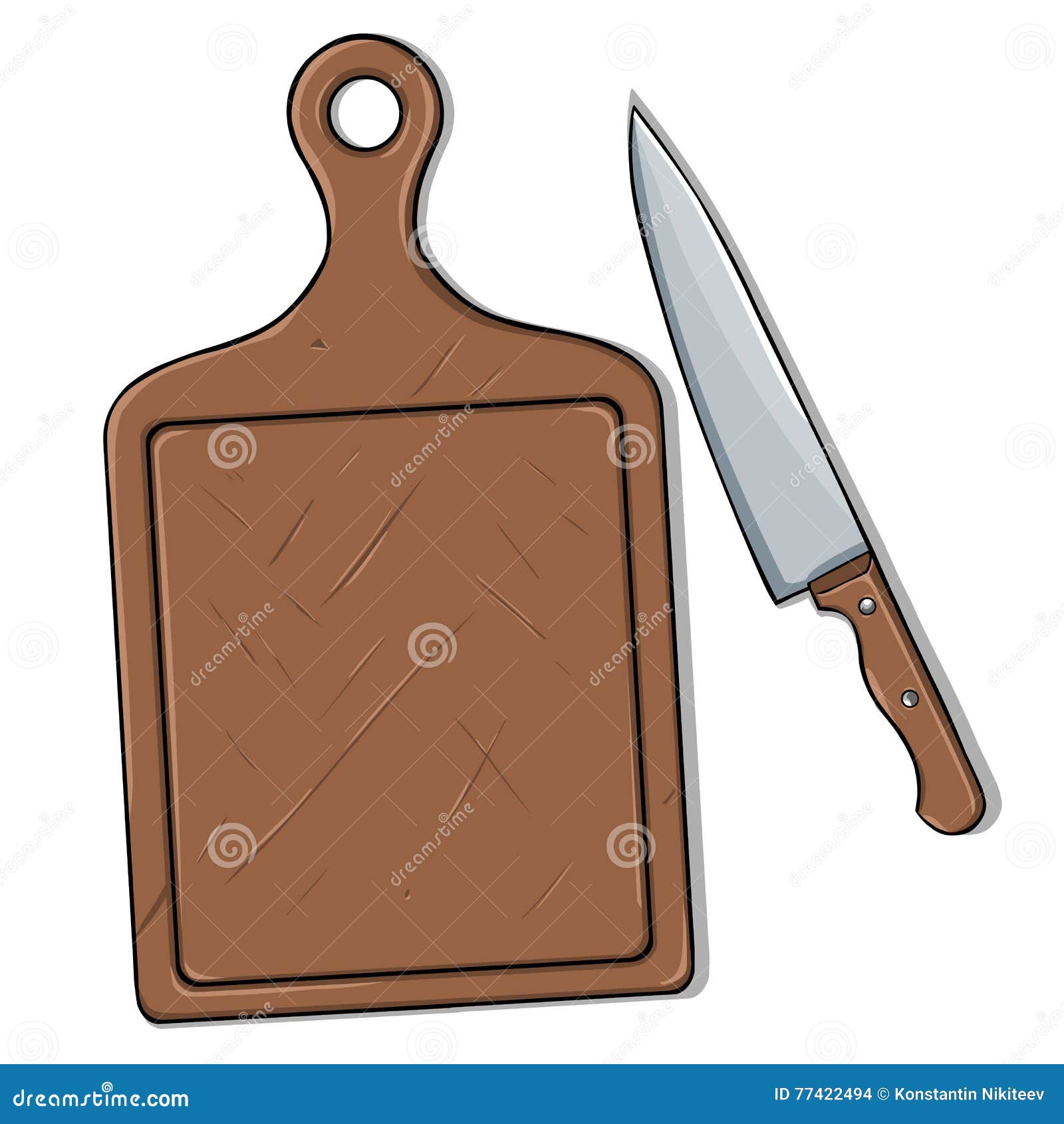 Vector Cutting Board and Knife Stock Illustration Illustration of
