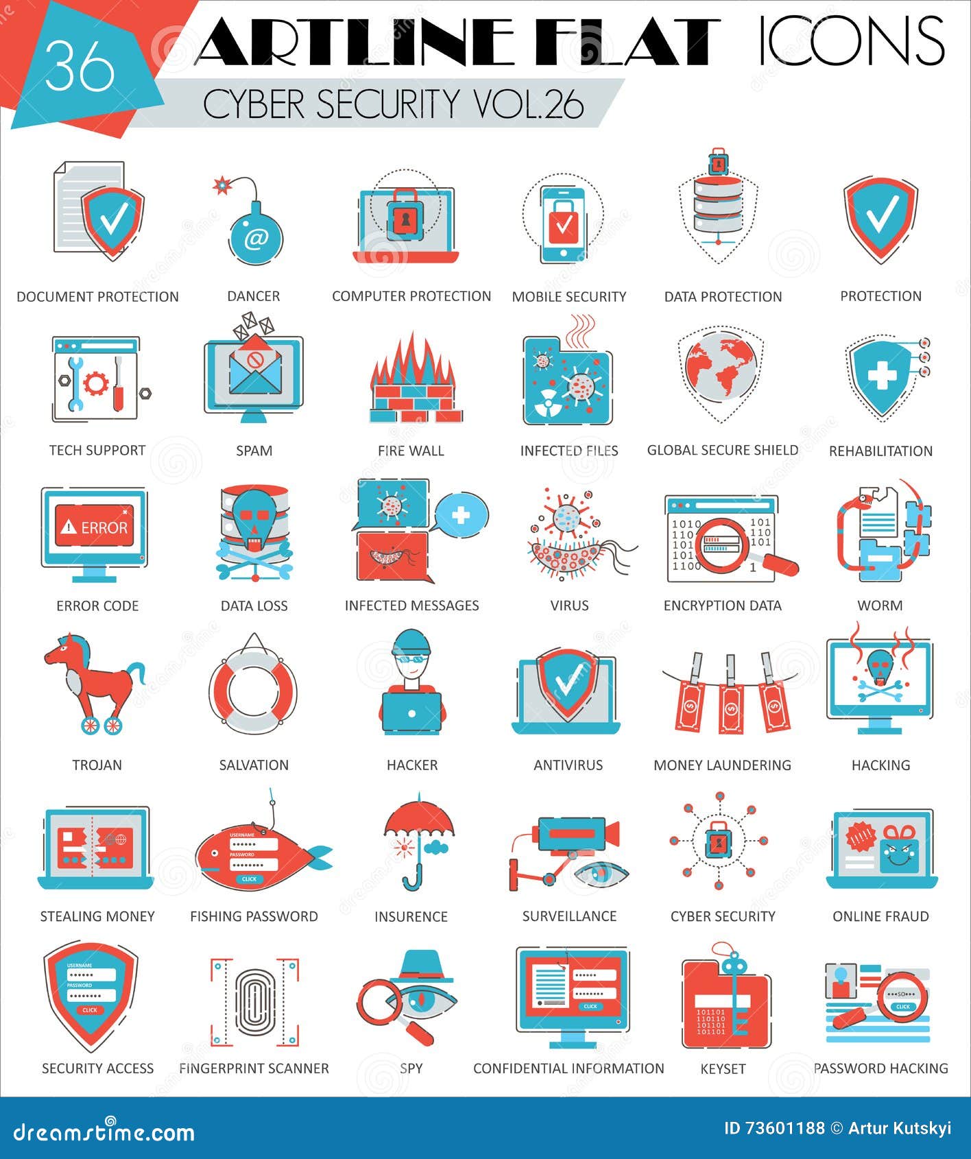  cyber security ultra modern outline artline flat line icons for web and apps.