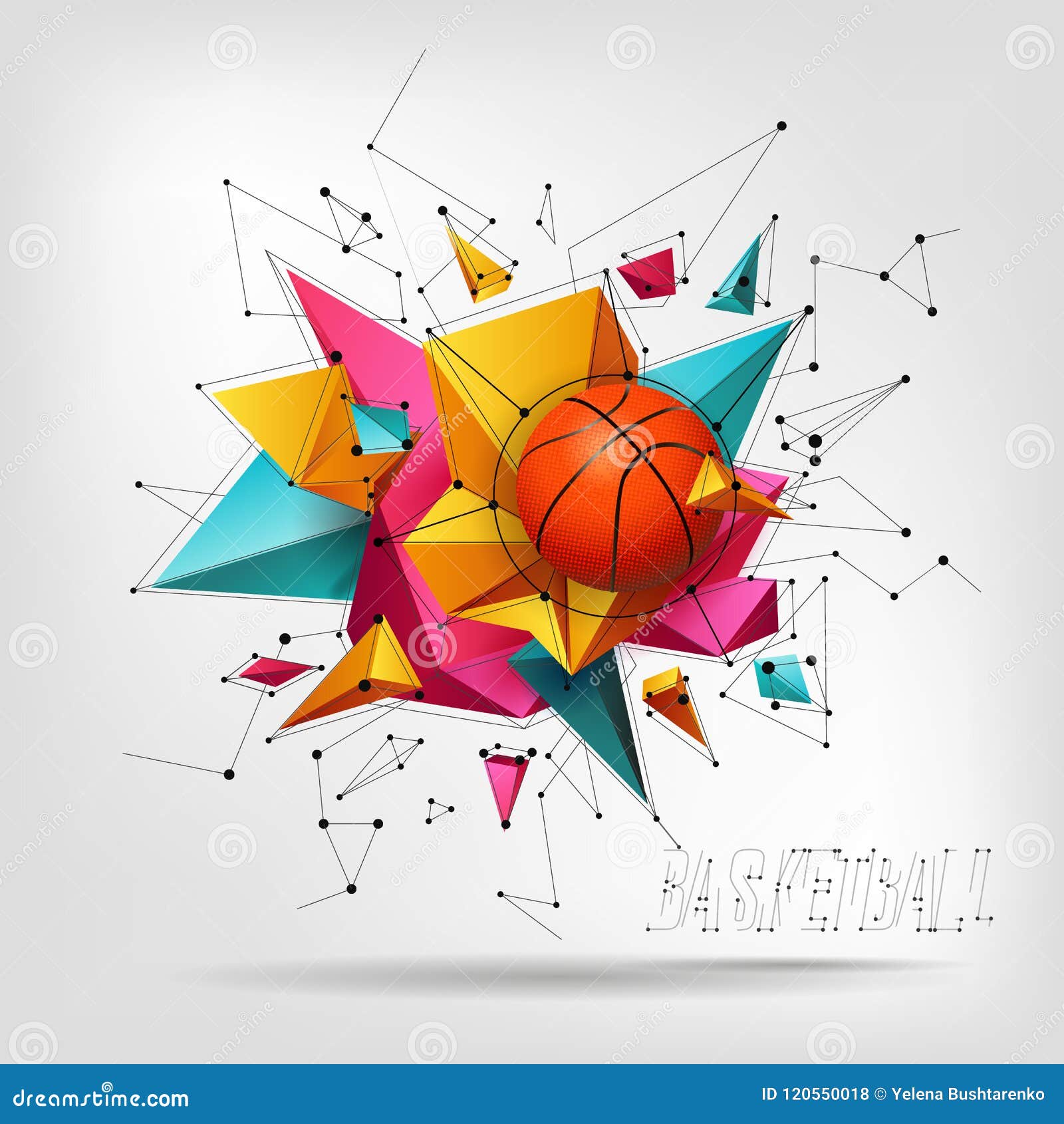 Download Vector 3d Basketball Isolated Ball On Abstract Modern Background. Realistic Style Stock Vector ...