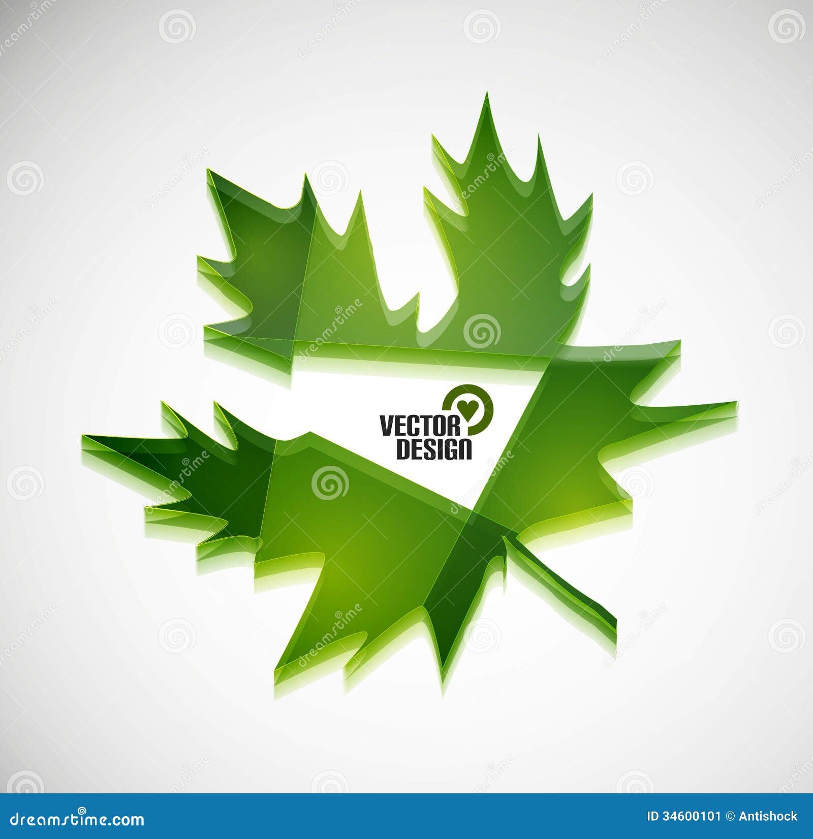  3d green glossy leaf