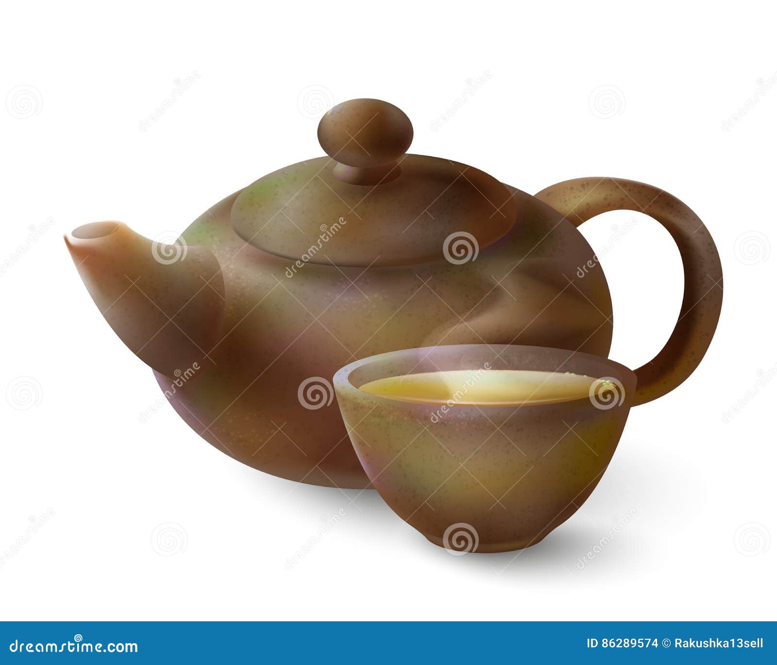 Download Vector 3d Illustration Of A Tea In Brown Ware. Clay Teapot ...