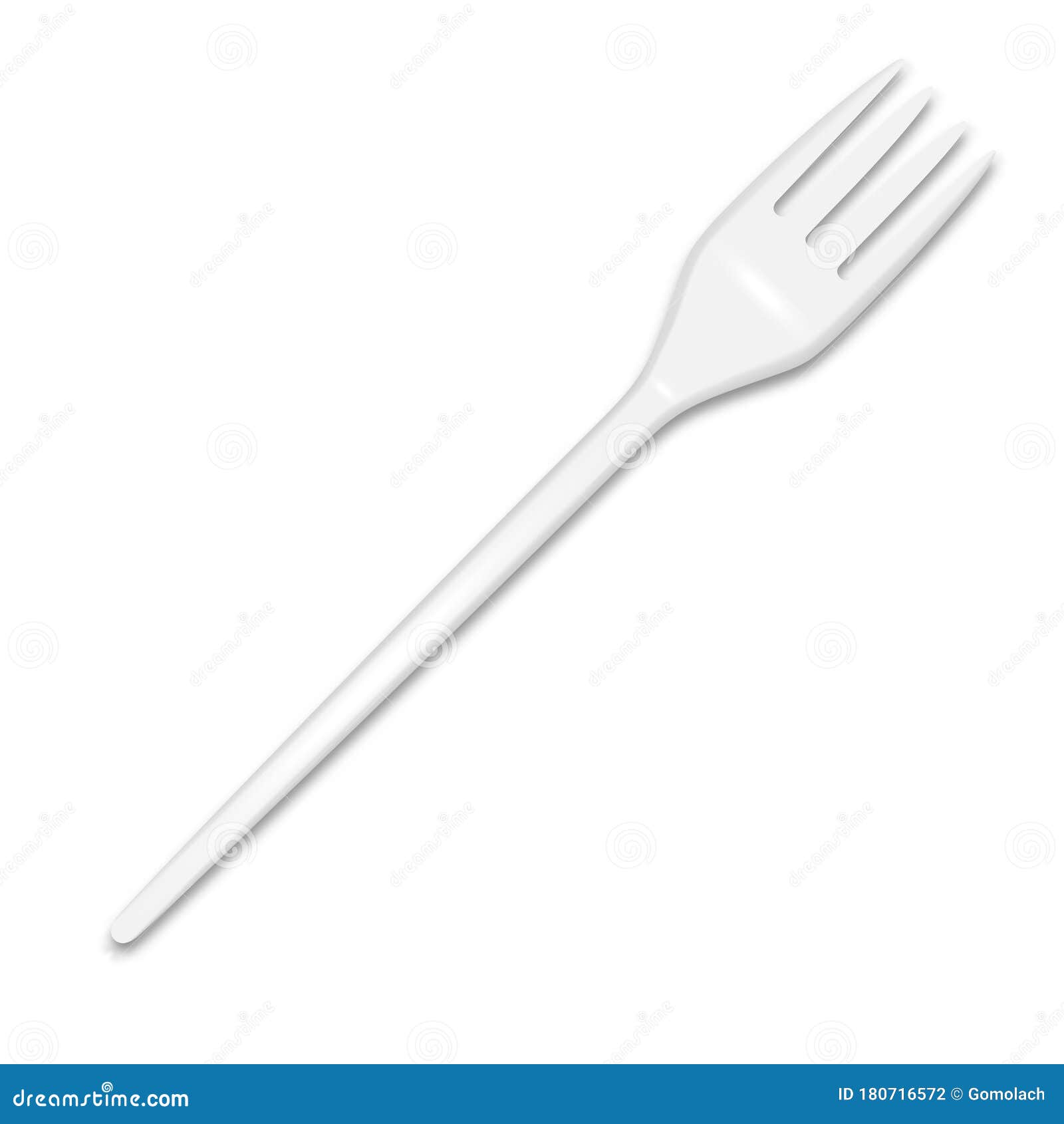 Vector 3d Realistic Cutlery White Plastic Disposable Fork Icon Isolated on White Background