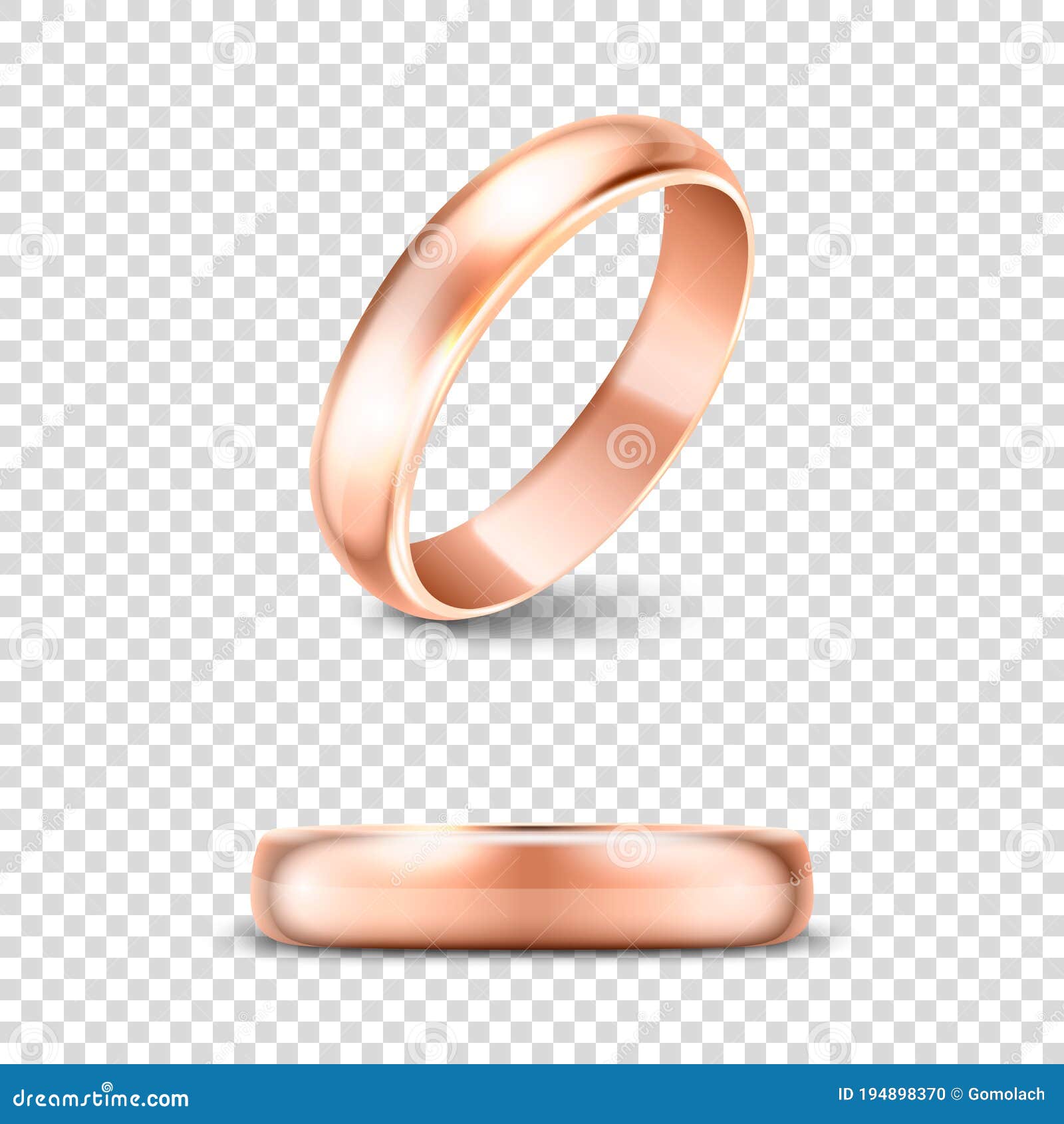 Vector 3d Realistic Gold Metal Wedding Ring Icon Set Closeup Isolated ...