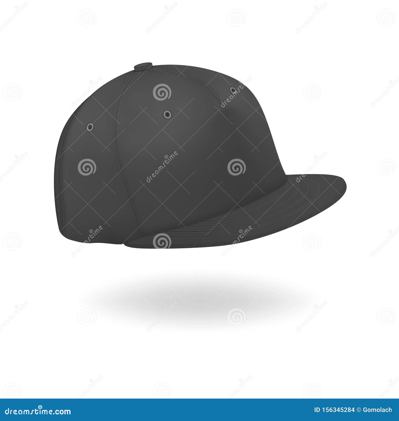 Vector 3d Realistic Render Black Blank Baseball Snapback Cap Icon ...