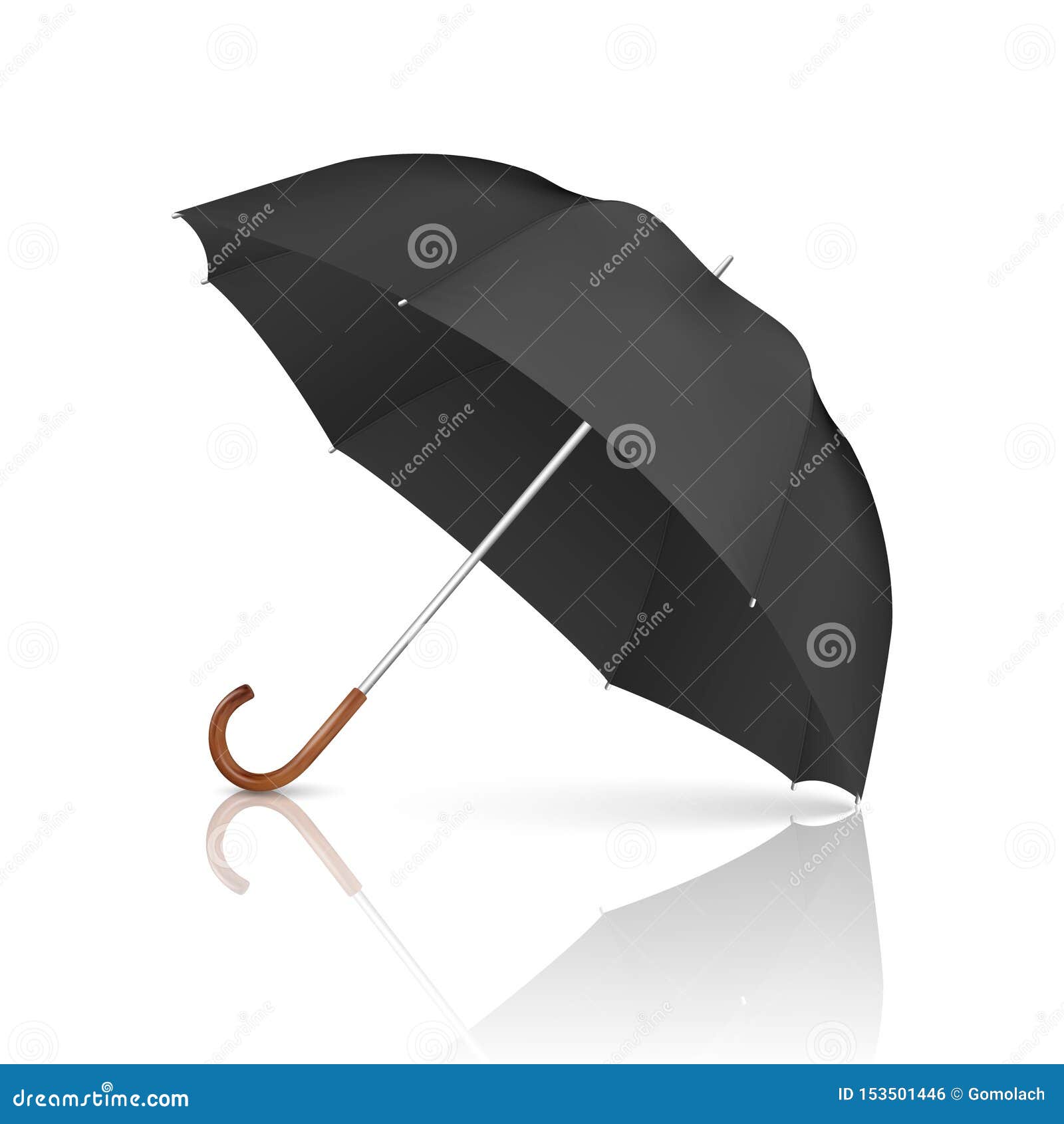 Download Vector 3d Realistic Render Black Blank Umbrella Icon Closeup Isolated On White Background ...