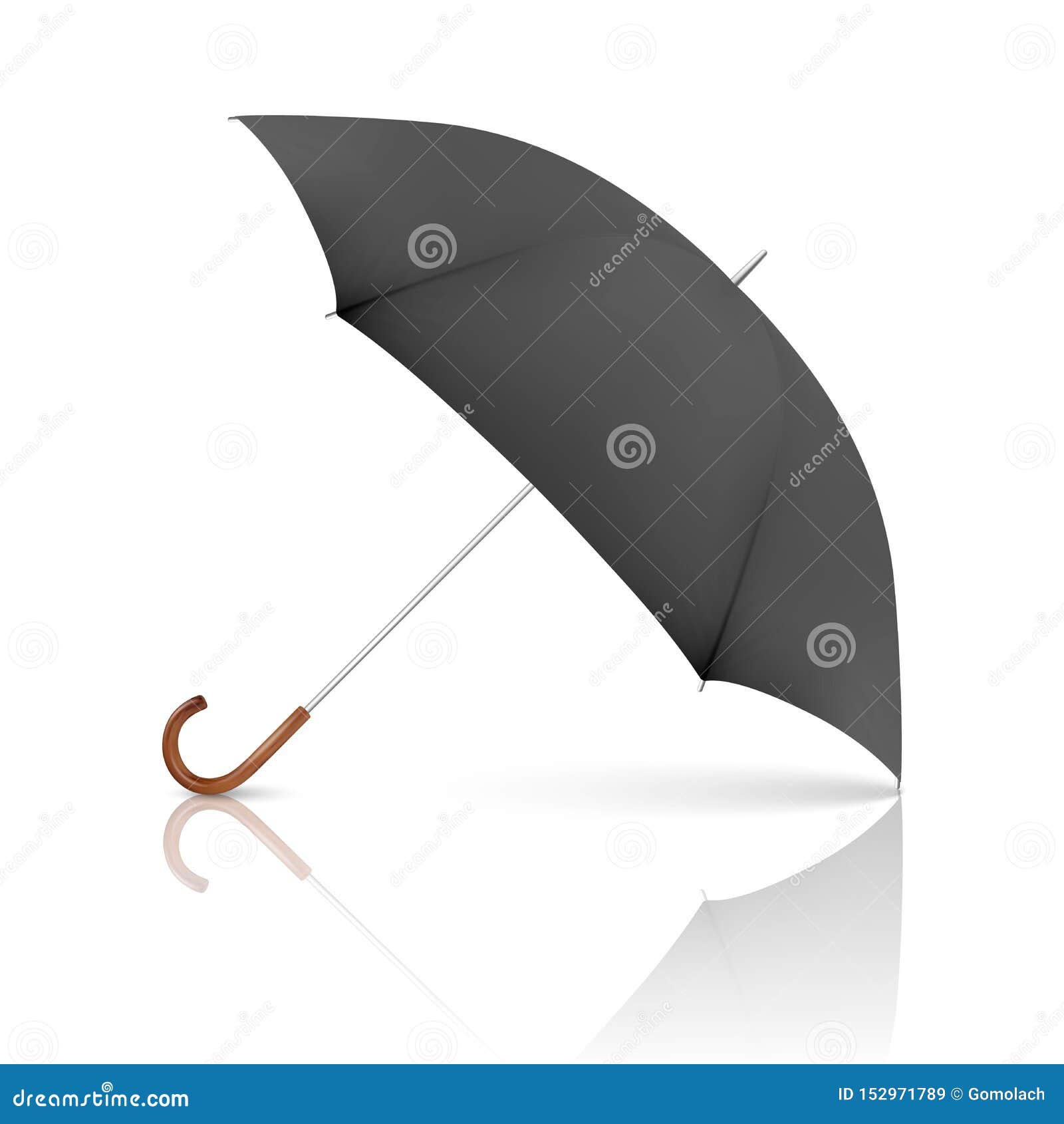 Download Vector 3d Realistic Render Black Blank Umbrella Icon Closeup Isolated On White Background ...