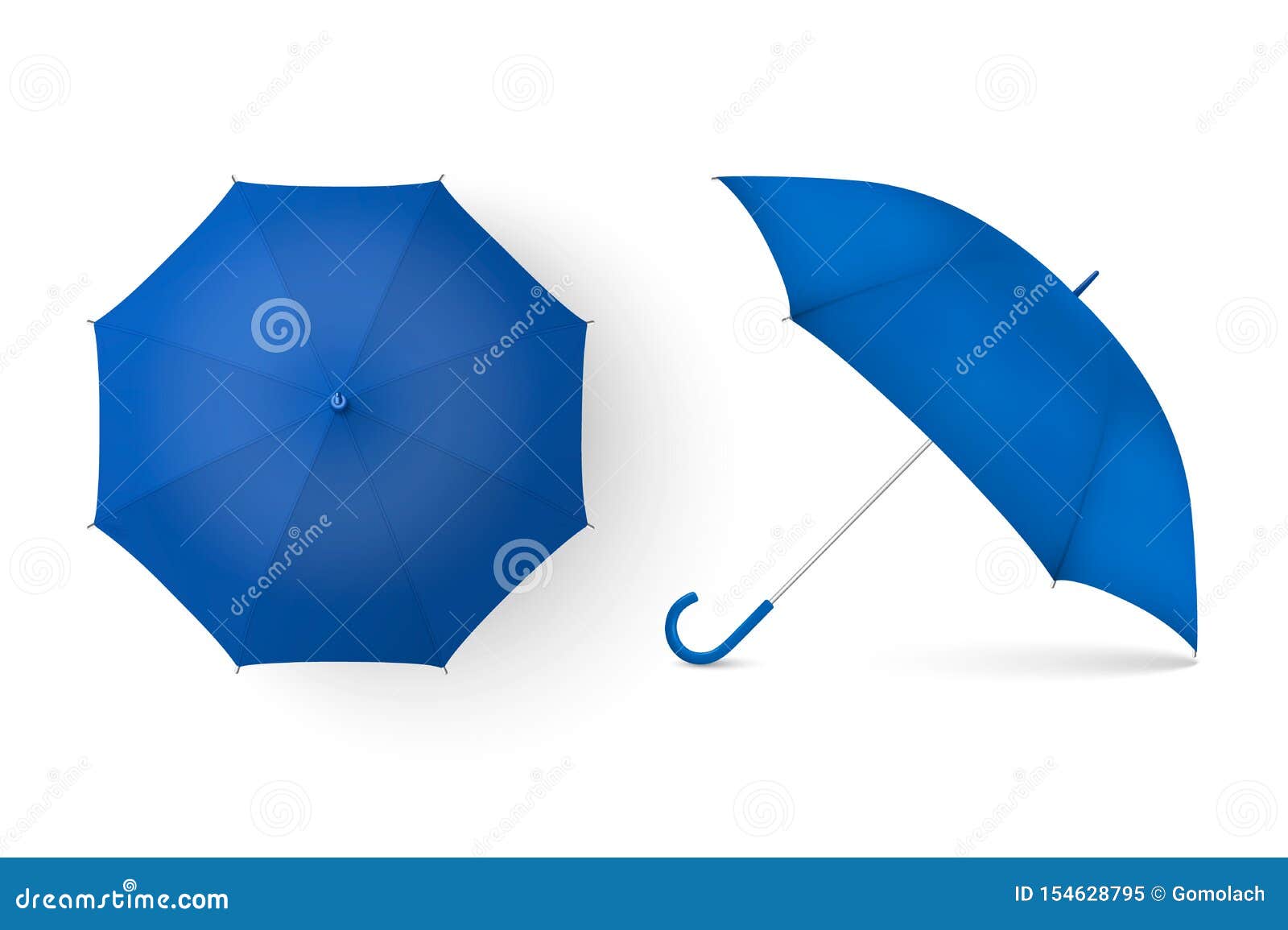 Download Vector 3d Realistic Render Blue Blank Umbrella Icon Set Closeup Isolated On White Background ...