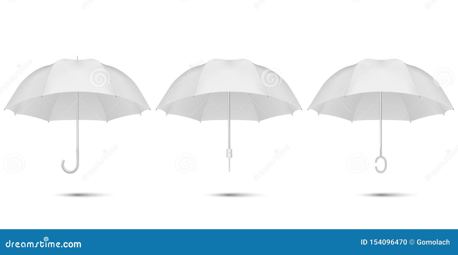 Download Vector 3d Realistic Render White Blank Umbrella Icon Set Closeup Isolated On White Background ...