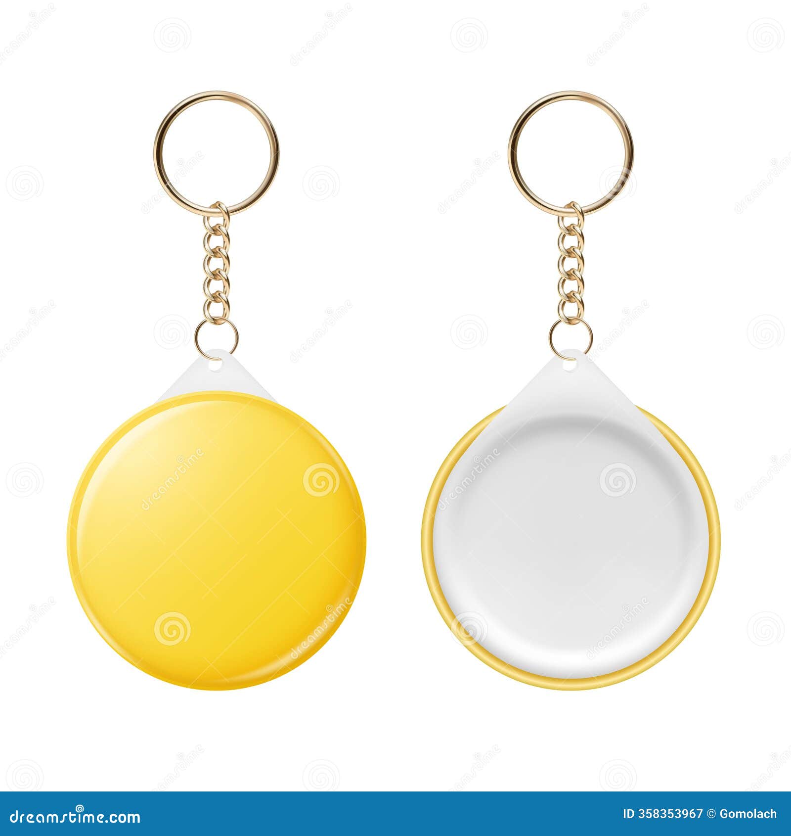  3d realistic round keychain,  template for printing, mockup. round blank keychain   for promo