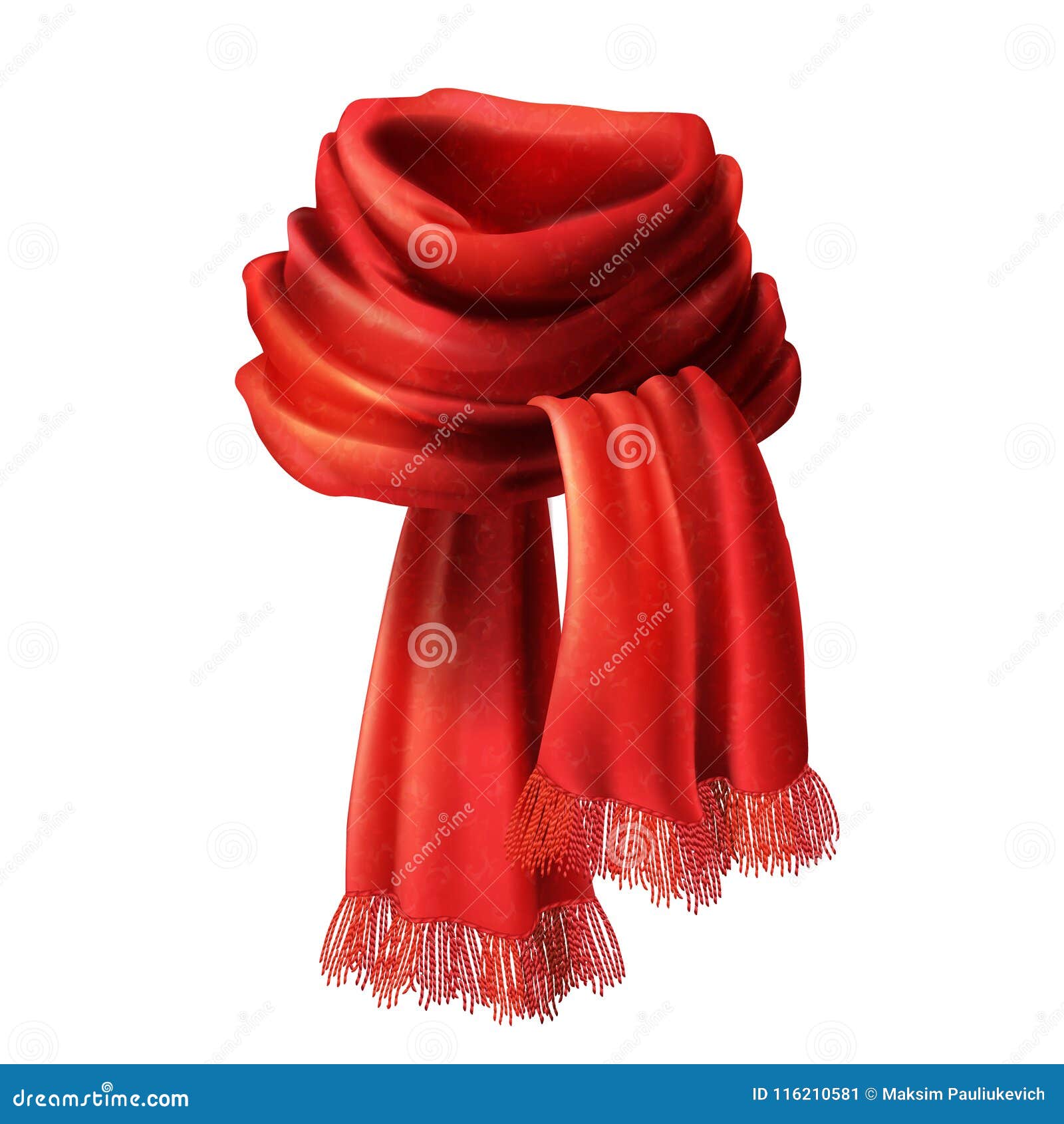 Vector 3d Realistic Red Neck Scarf Neckerchief Stock Illustration