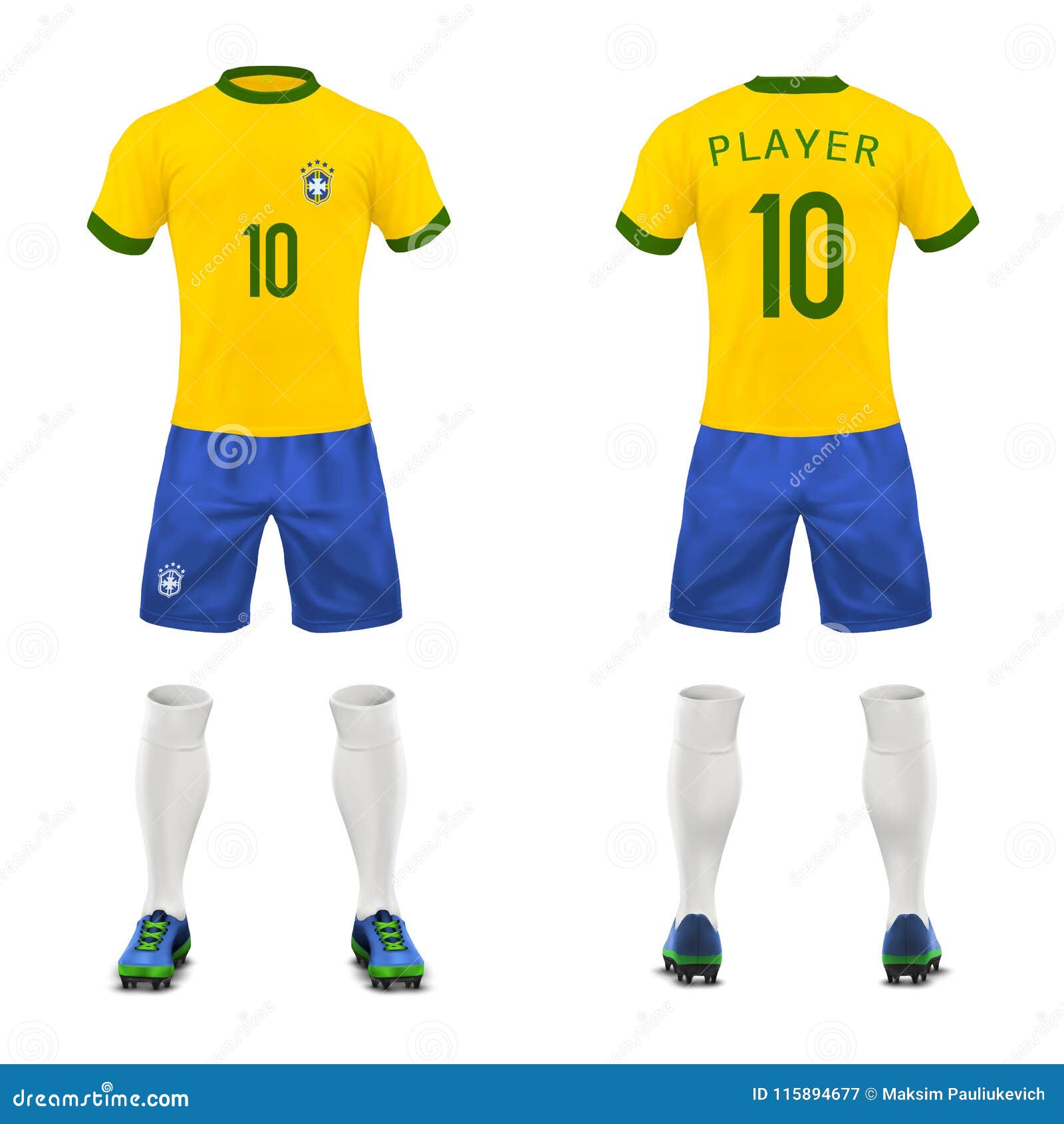  3d realistic uniform of brasil football player