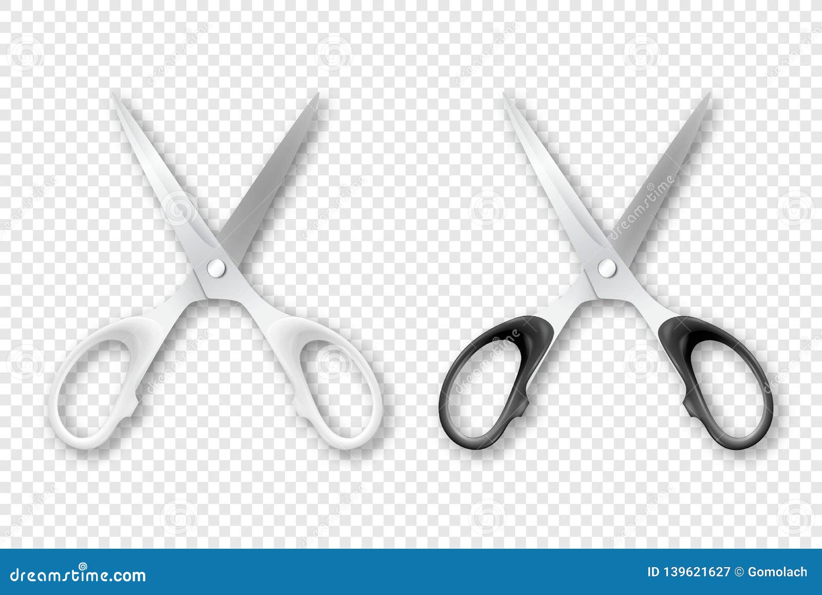 Download Vector 3d Realistic White And Black Metal Opened Stationery Scissors With Plastic Handles Icon ...