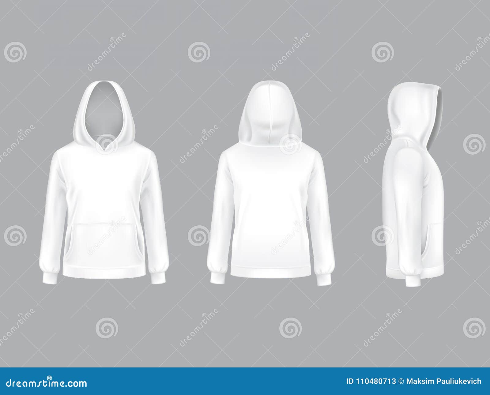 Download Vector Mockup With Realistic White Hoodie Stock Vector ...
