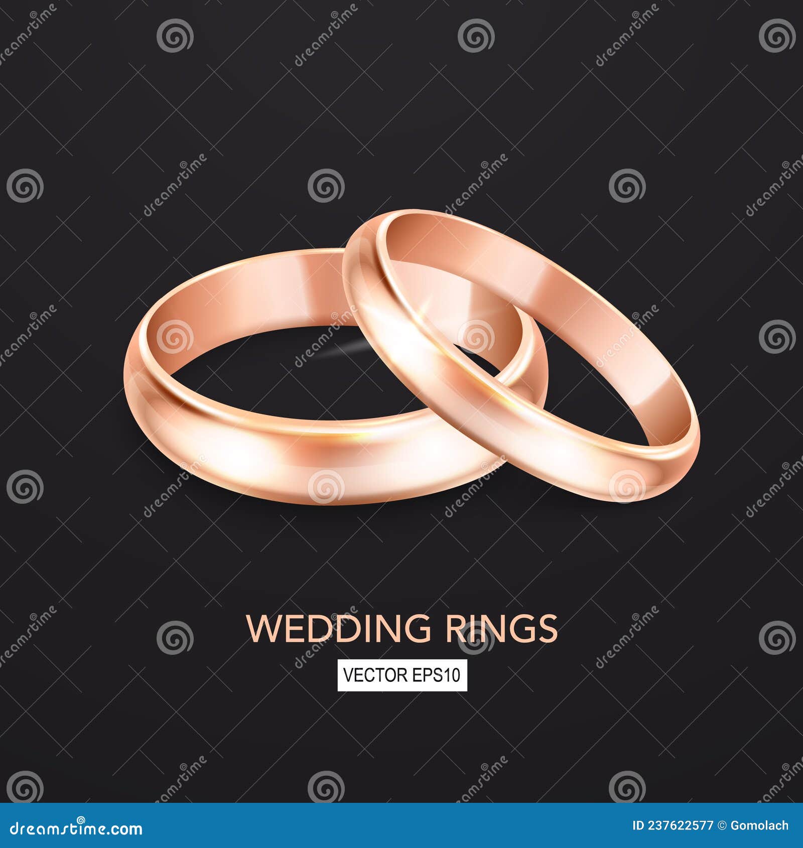 Vector 3d Realistic Yellow Golden Metal Wedding Ring Set. Design ...