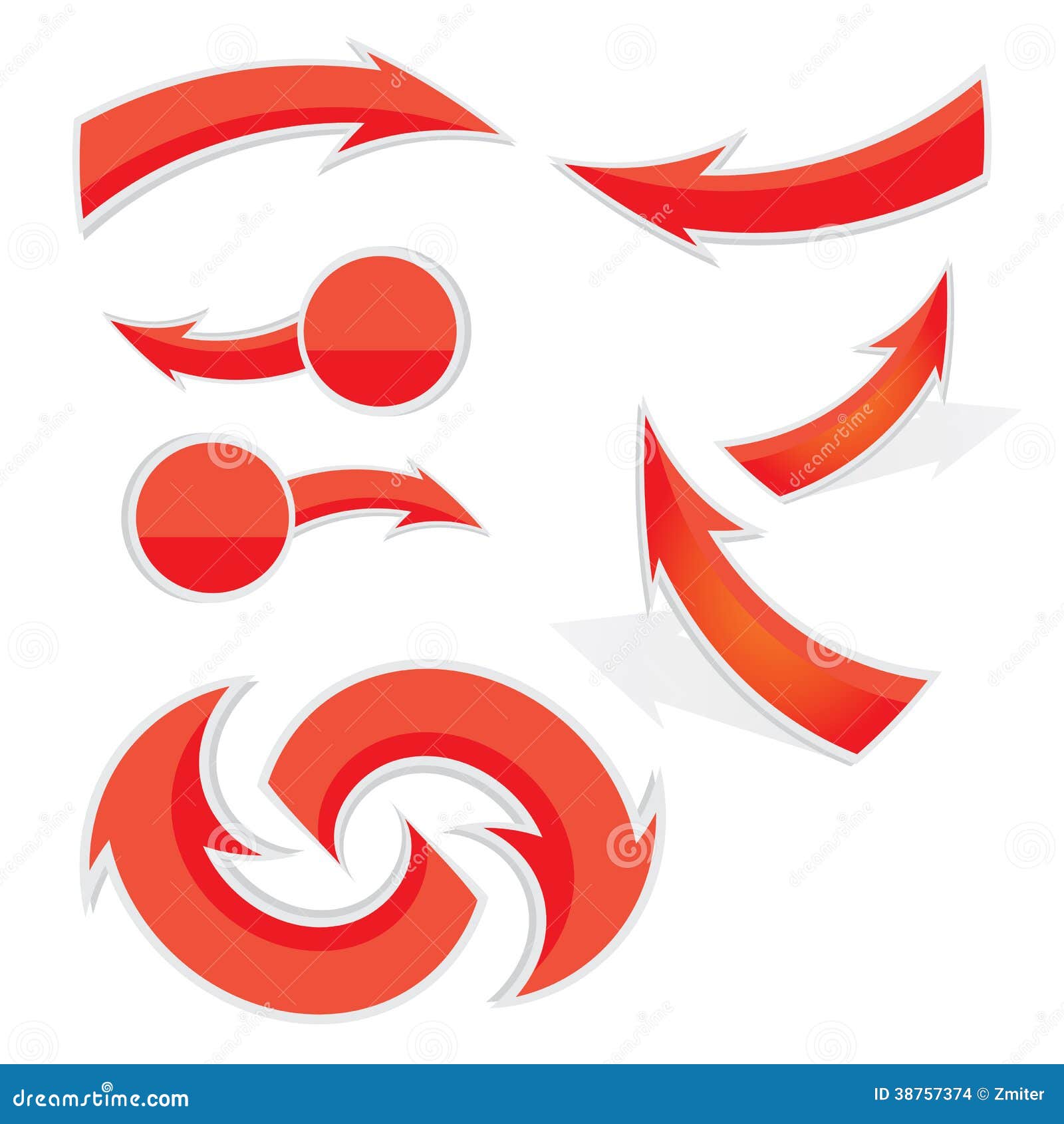 Vector 3d Red Glossy Glass Arrows Design Elements Stock Illustration