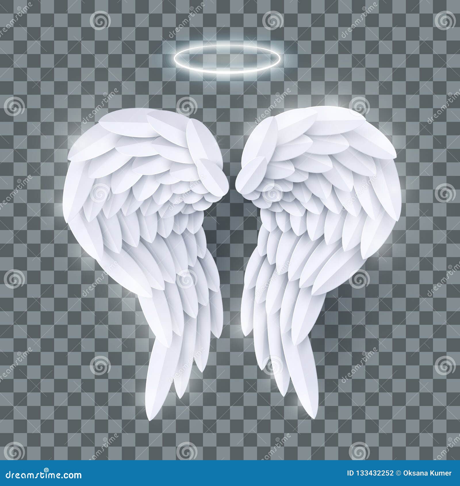 Download Vector 3d White Realistic Layered Paper Cut Angel Wings ...